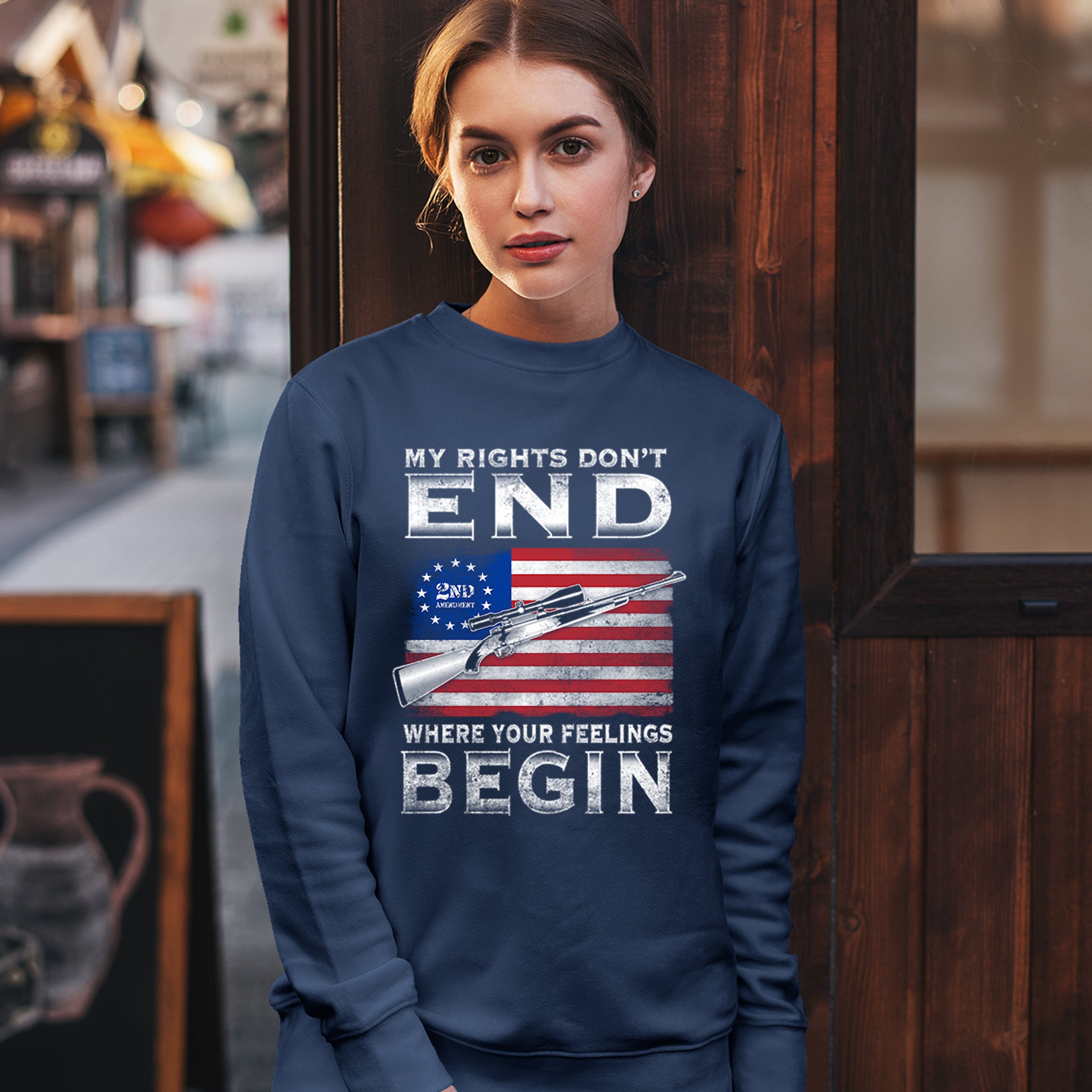 My Rights Don't End Where Your Feelings Begin Sweatshirt 2nd Amendment Crewneck - Picture 16 of 26