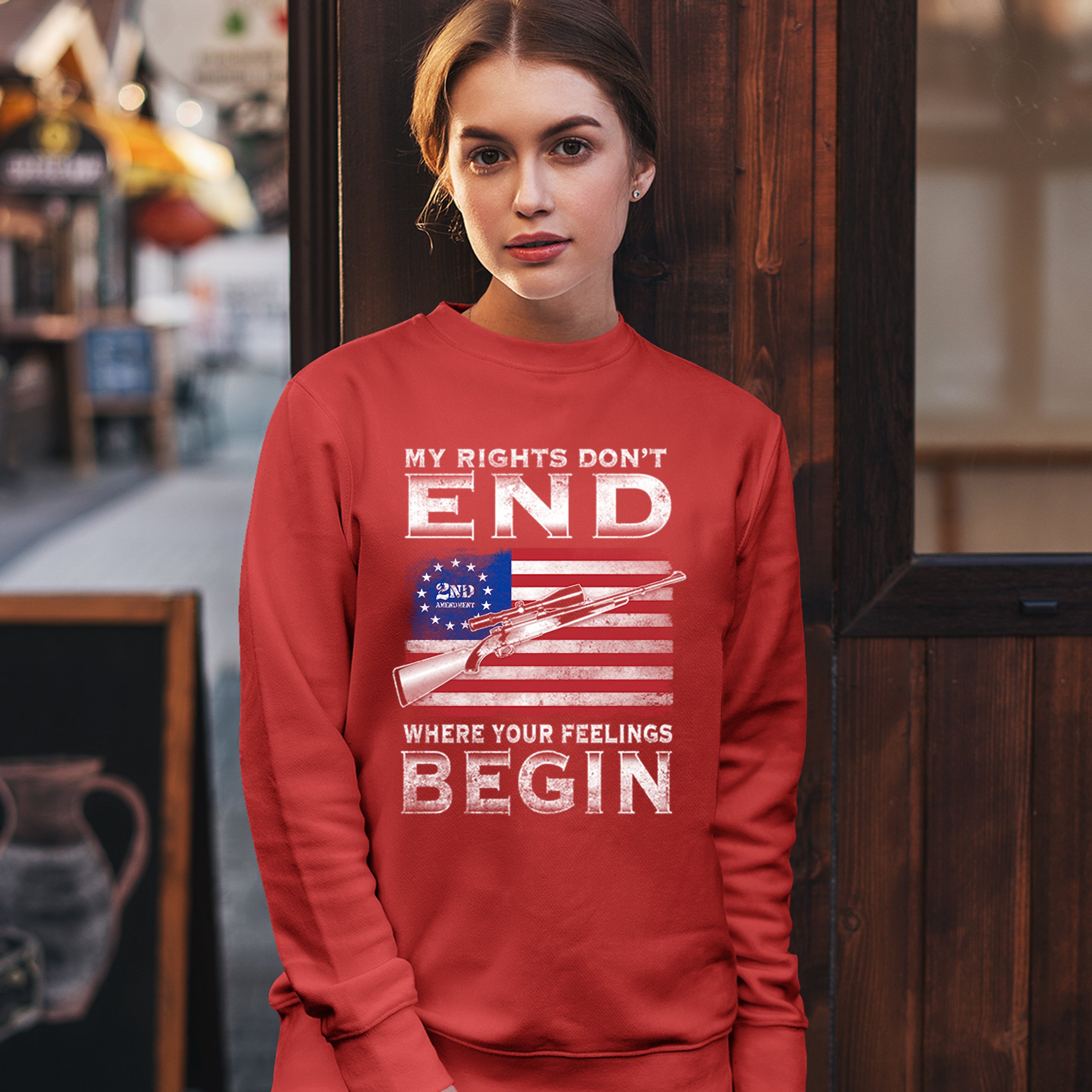 My Rights Don't End Where Your Feelings Begin Sweatshirt 2nd Amendment Crewneck - Picture 11 of 26