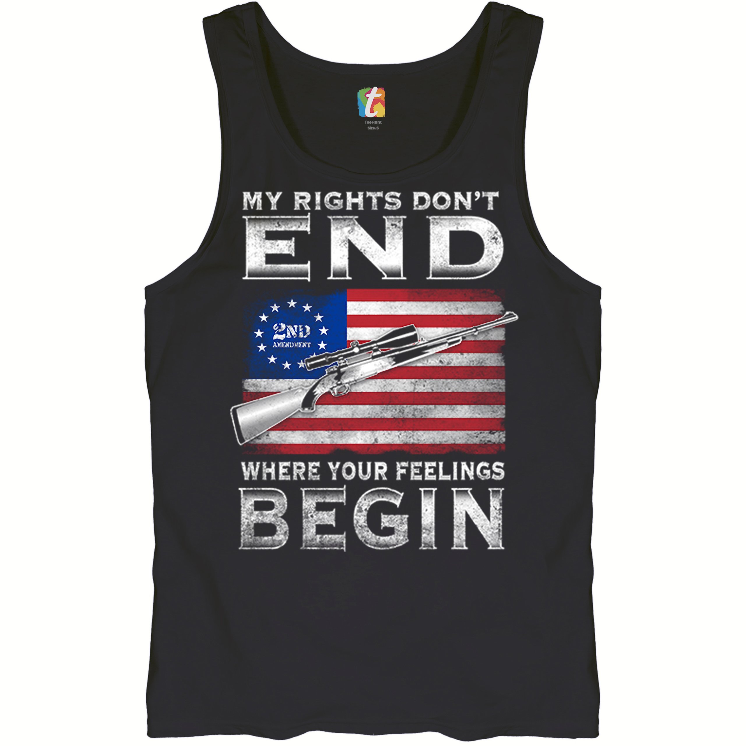 My Rights Don't End Where Your Feelings Begin Tank Top 2nd Amendment Men's Top - Picture 2 of 13