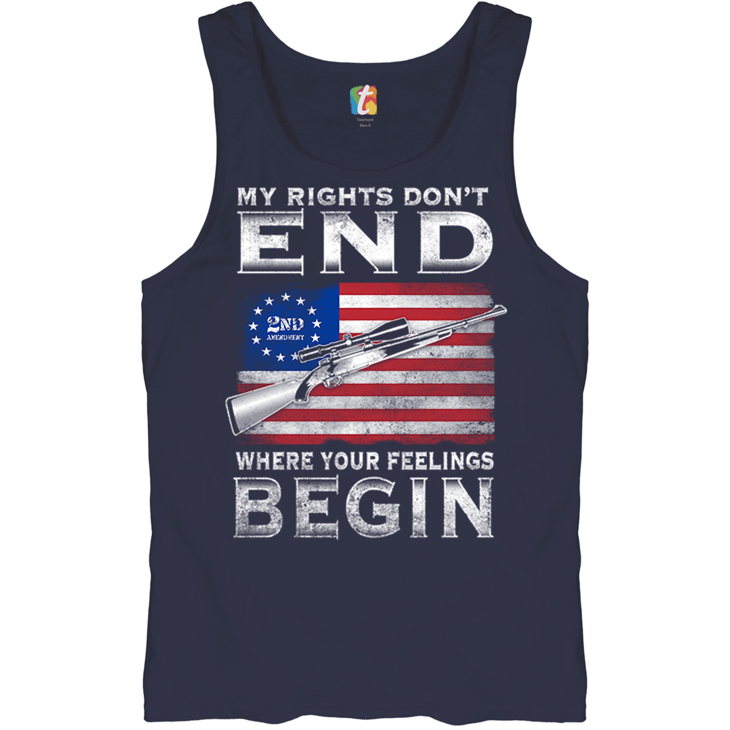 My Rights Don't End Where Your Feelings Begin Tank Top 2nd Amendment Men's Top - Picture 10 of 13