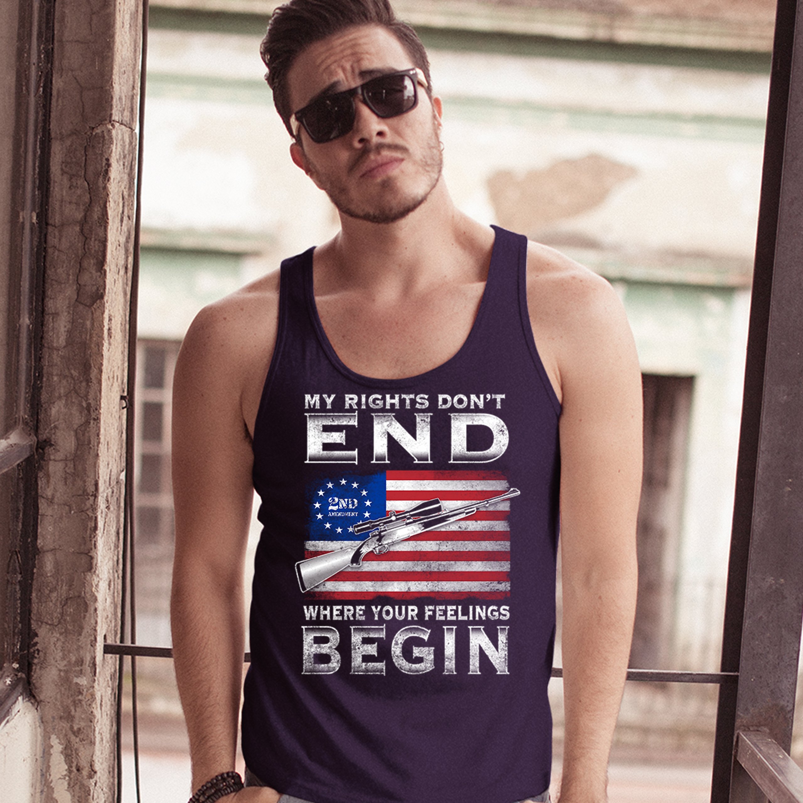 My Rights Don't End Where Your Feelings Begin Tank Top 2nd Amendment Men's Top - Picture 13 of 13