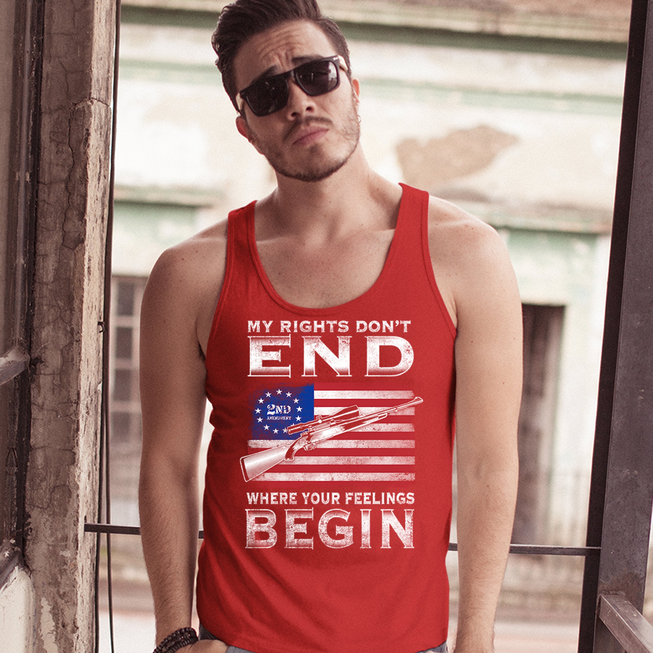 My Rights Don't End Where Your Feelings Begin Tank Top 2nd Amendment Men's Top - Picture 9 of 13