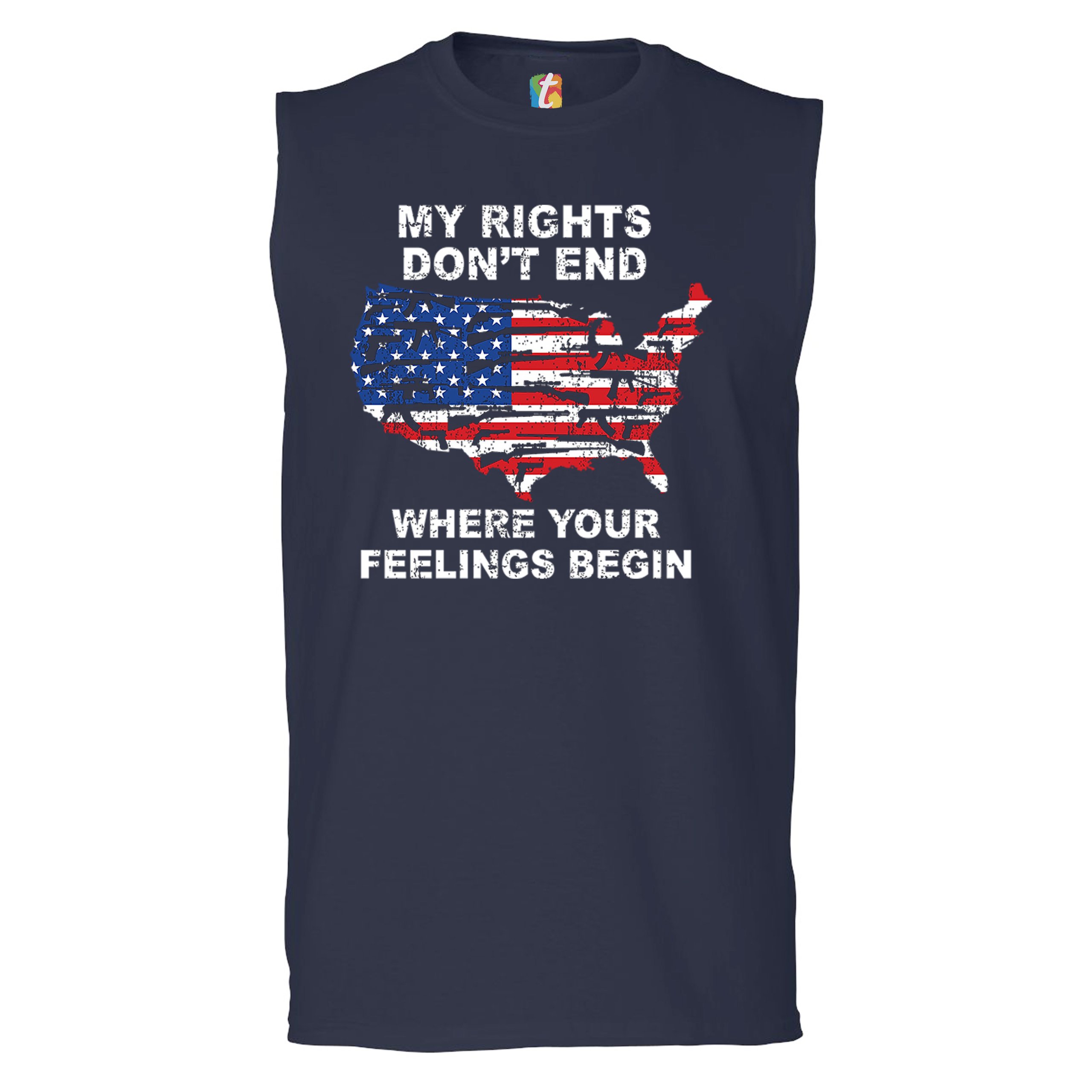 My Rights Don't End Where Your Feelings Begin Muscle Shirt USA Pro Guns Men's - Picture 7 of 9