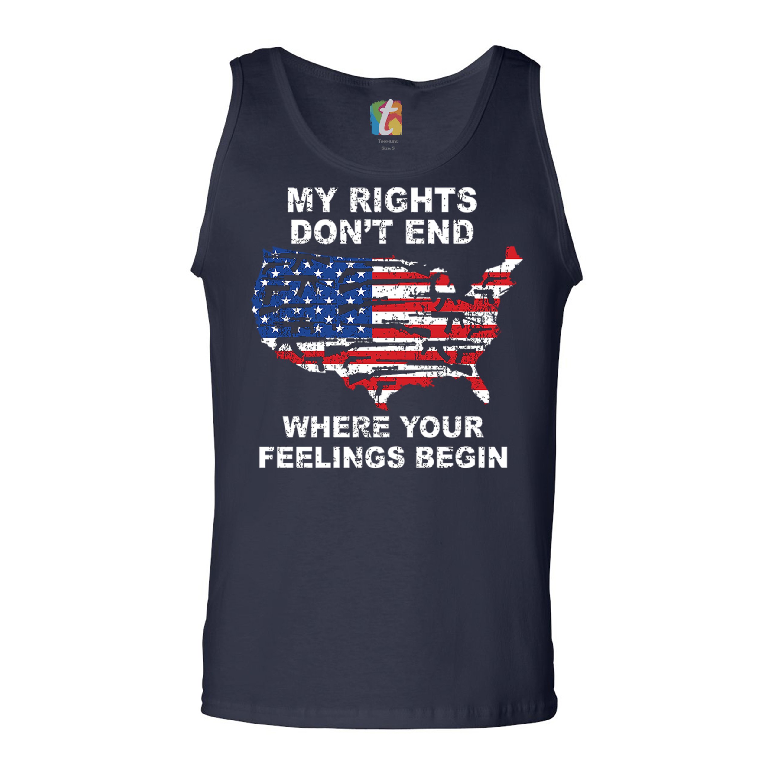 My Rights Don't End Where Your Feelings Begin Tank Top USA Pro Guns Men's Top - Picture 7 of 9