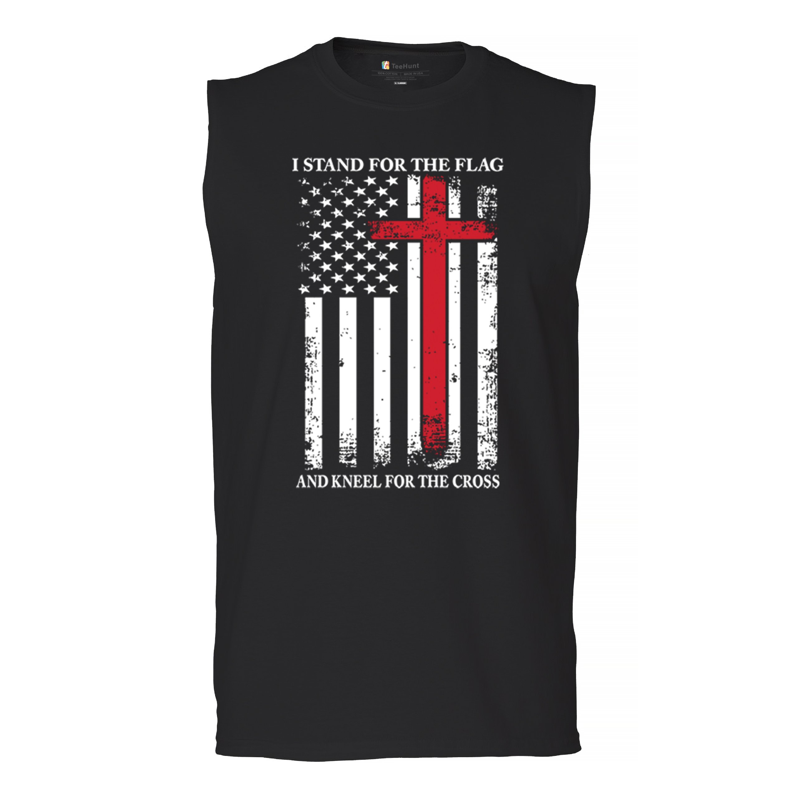I Stand for the Flag and Kneel for the Cross Muscle Shirt Americana Men's - Picture 2 of 29