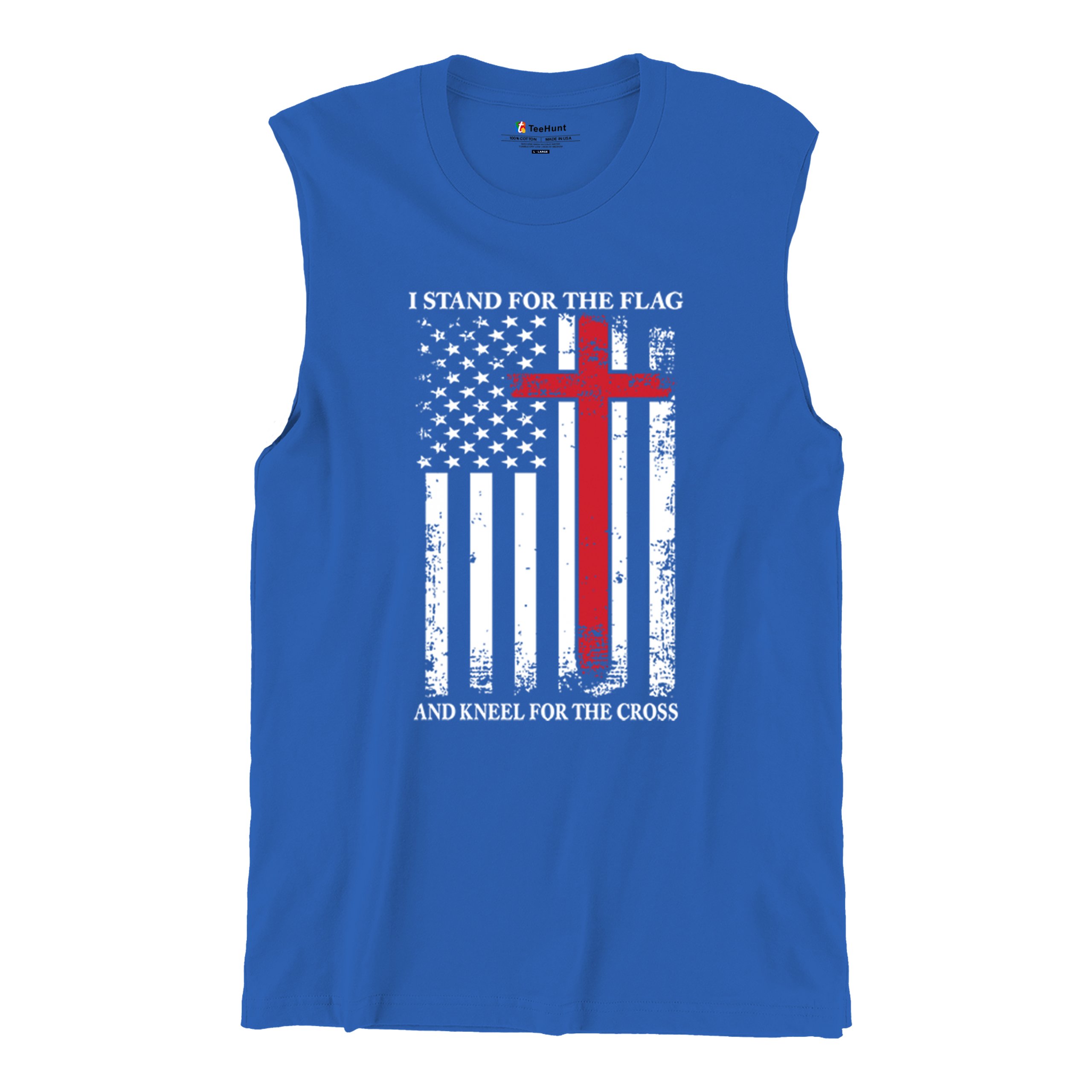 I Stand for the Flag and Kneel for the Cross Muscle Shirt Americana Men's - Picture 27 of 29