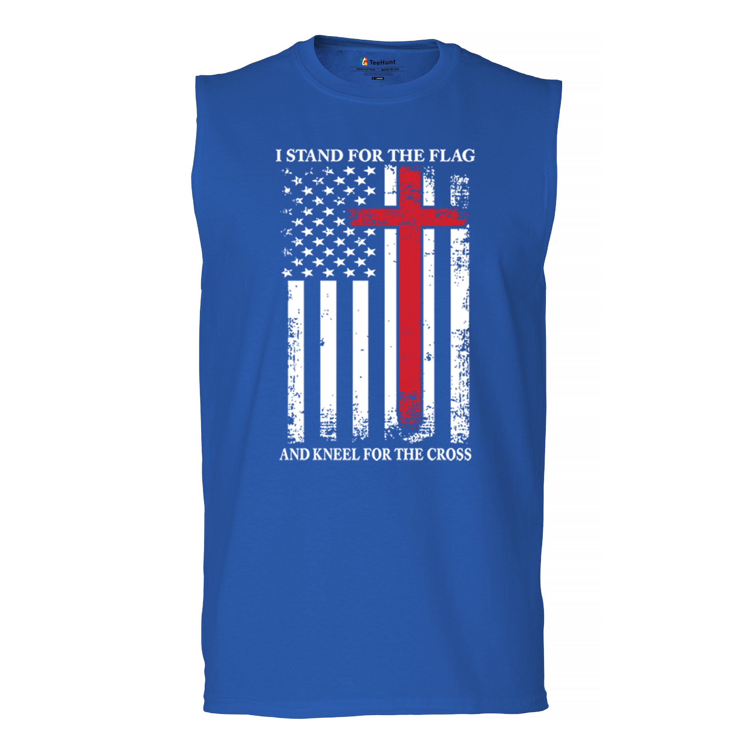 I Stand for the Flag and Kneel for the Cross Muscle Shirt Americana Men's - Picture 23 of 29