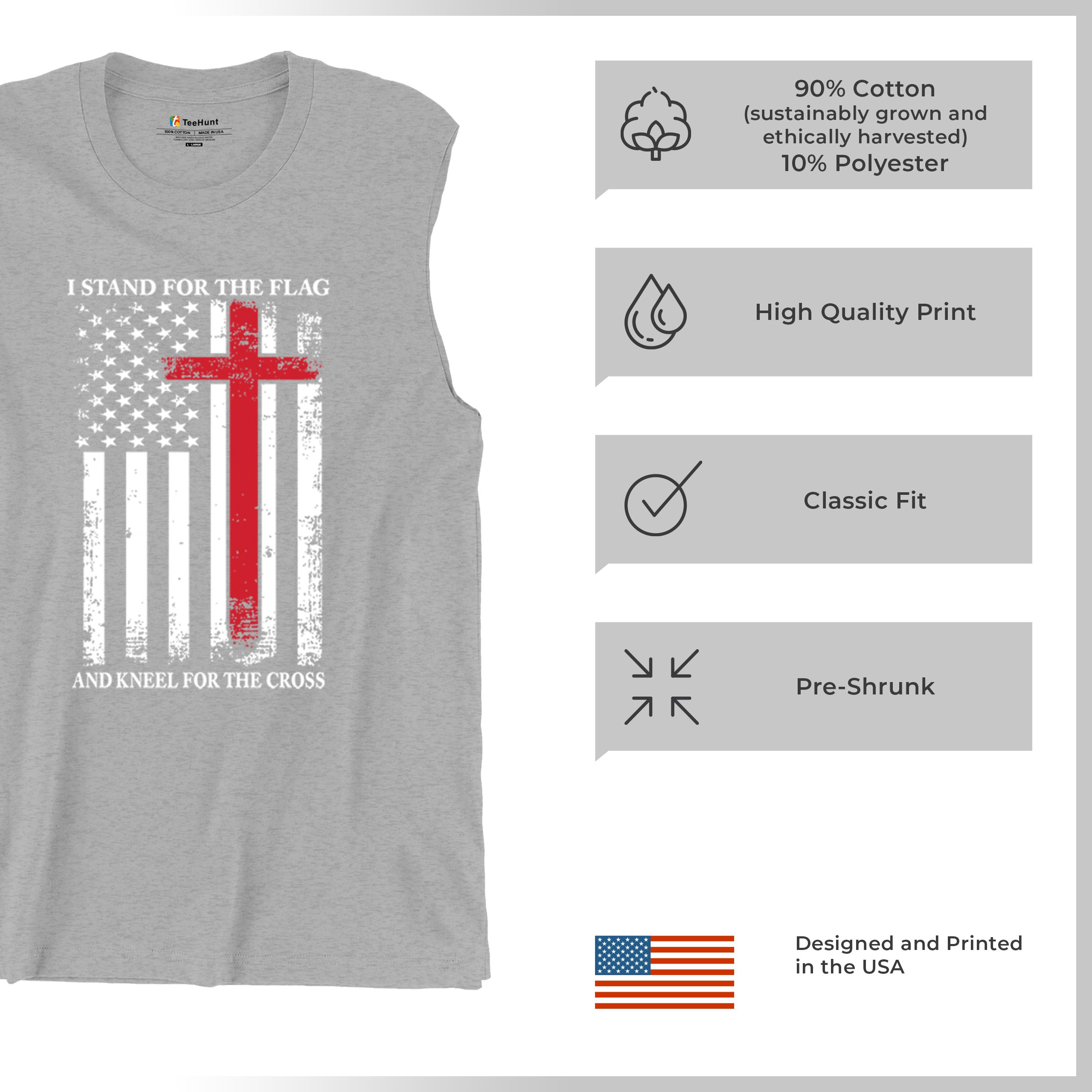 I Stand for the Flag and Kneel for the Cross Muscle Shirt Americana Men's - Picture 14 of 29
