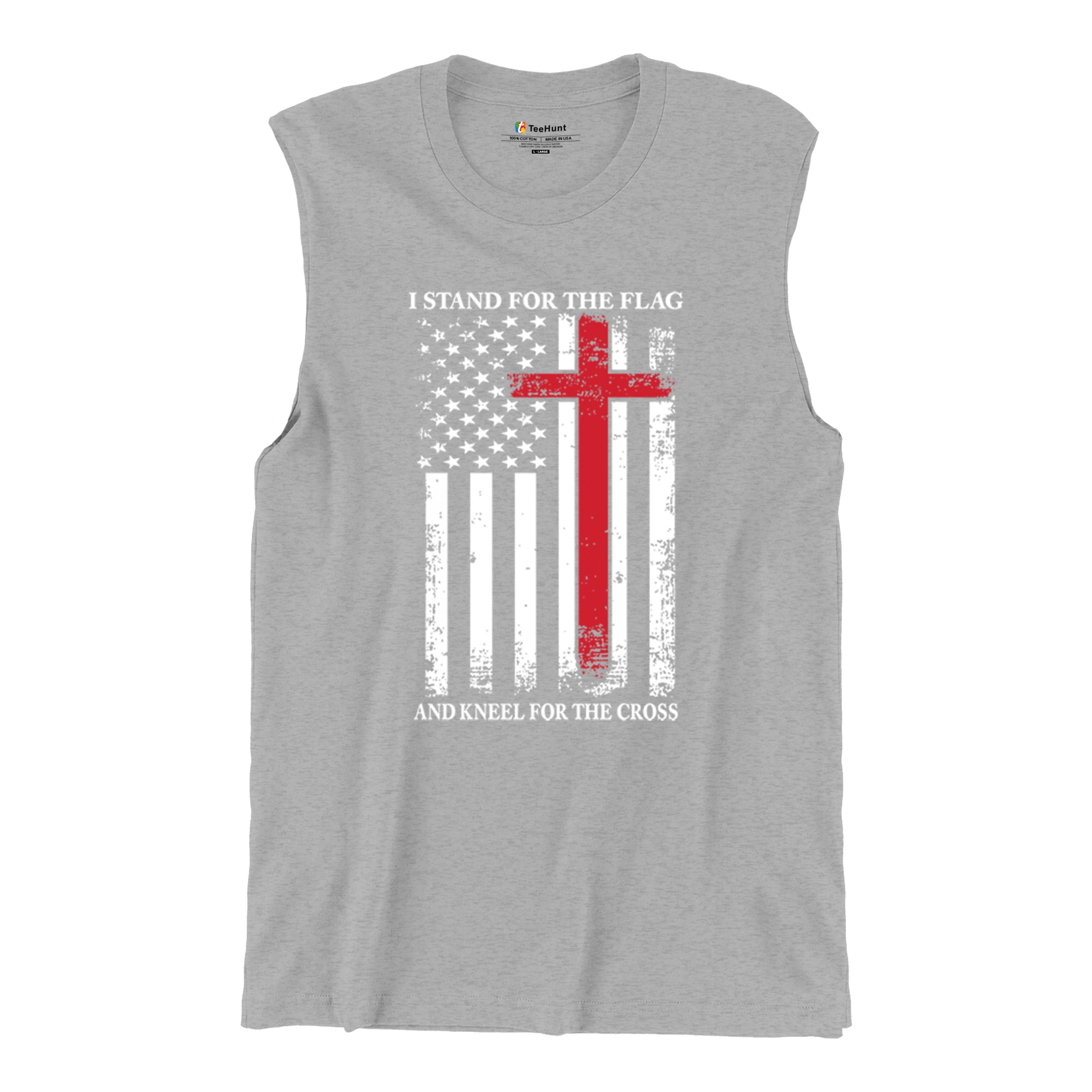 I Stand for the Flag and Kneel for the Cross Muscle Shirt Americana Men's - Picture 13 of 29
