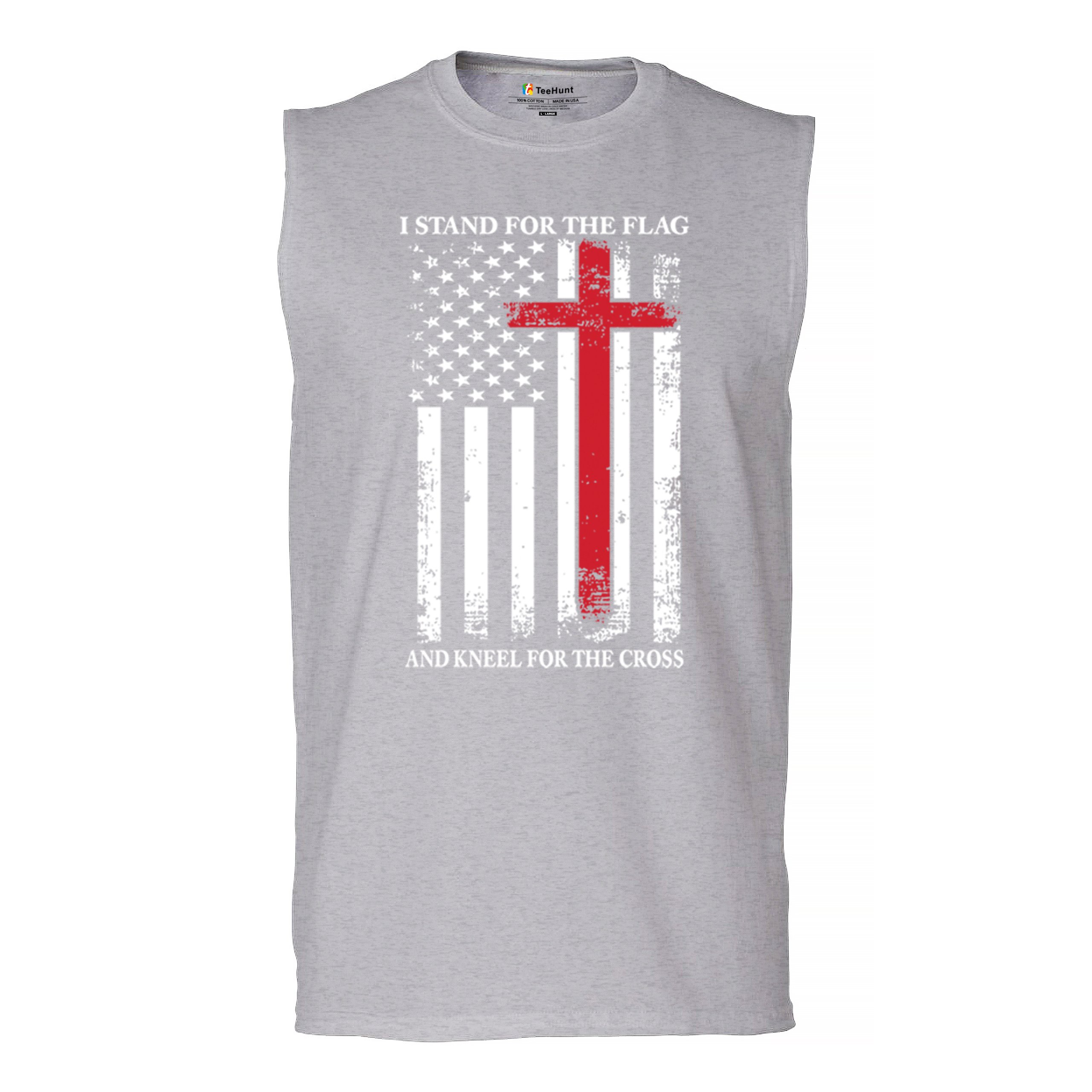 I Stand for the Flag and Kneel for the Cross Muscle Shirt Americana Men's - Picture 9 of 29