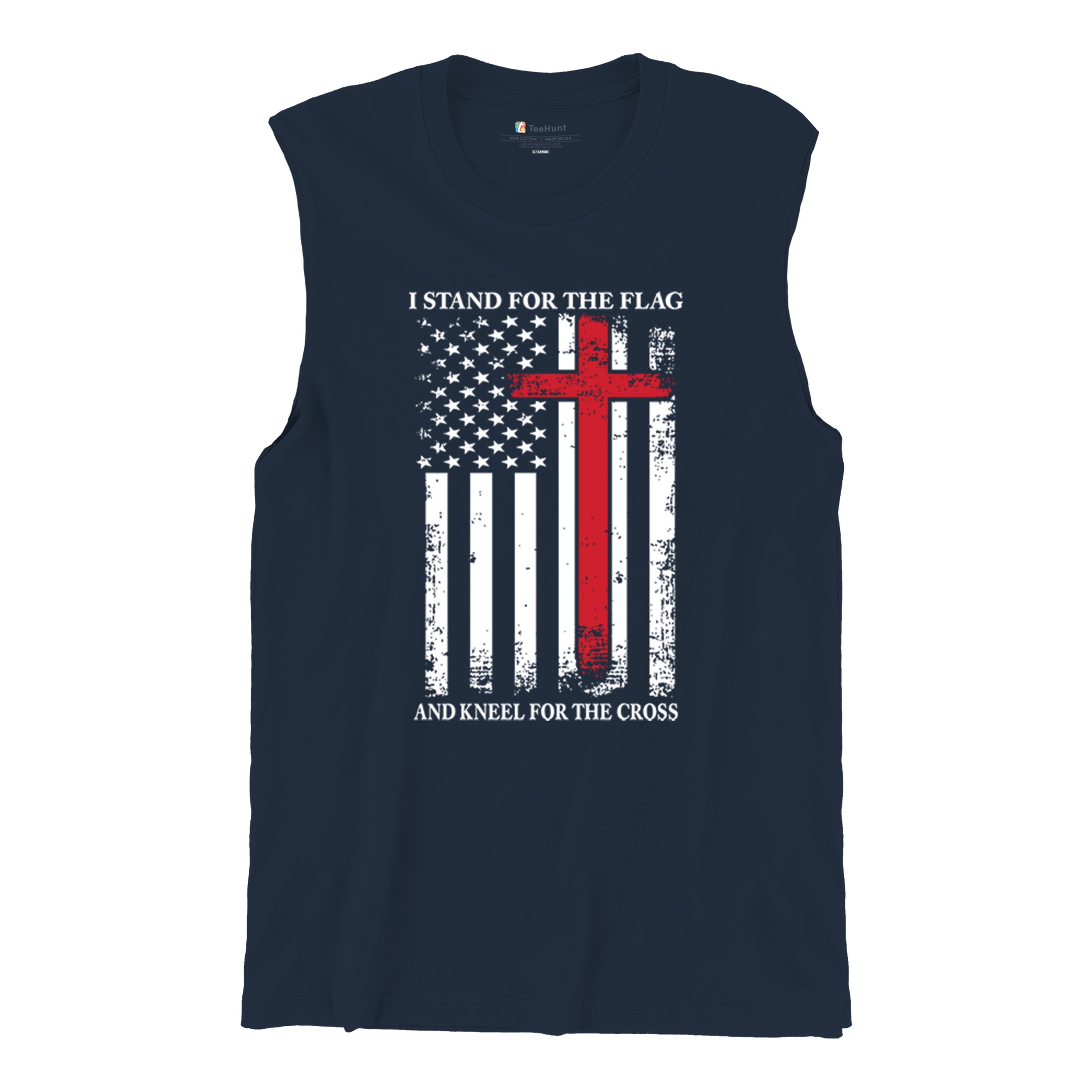 I Stand for the Flag and Kneel for the Cross Muscle Shirt Americana Men's - Picture 20 of 29