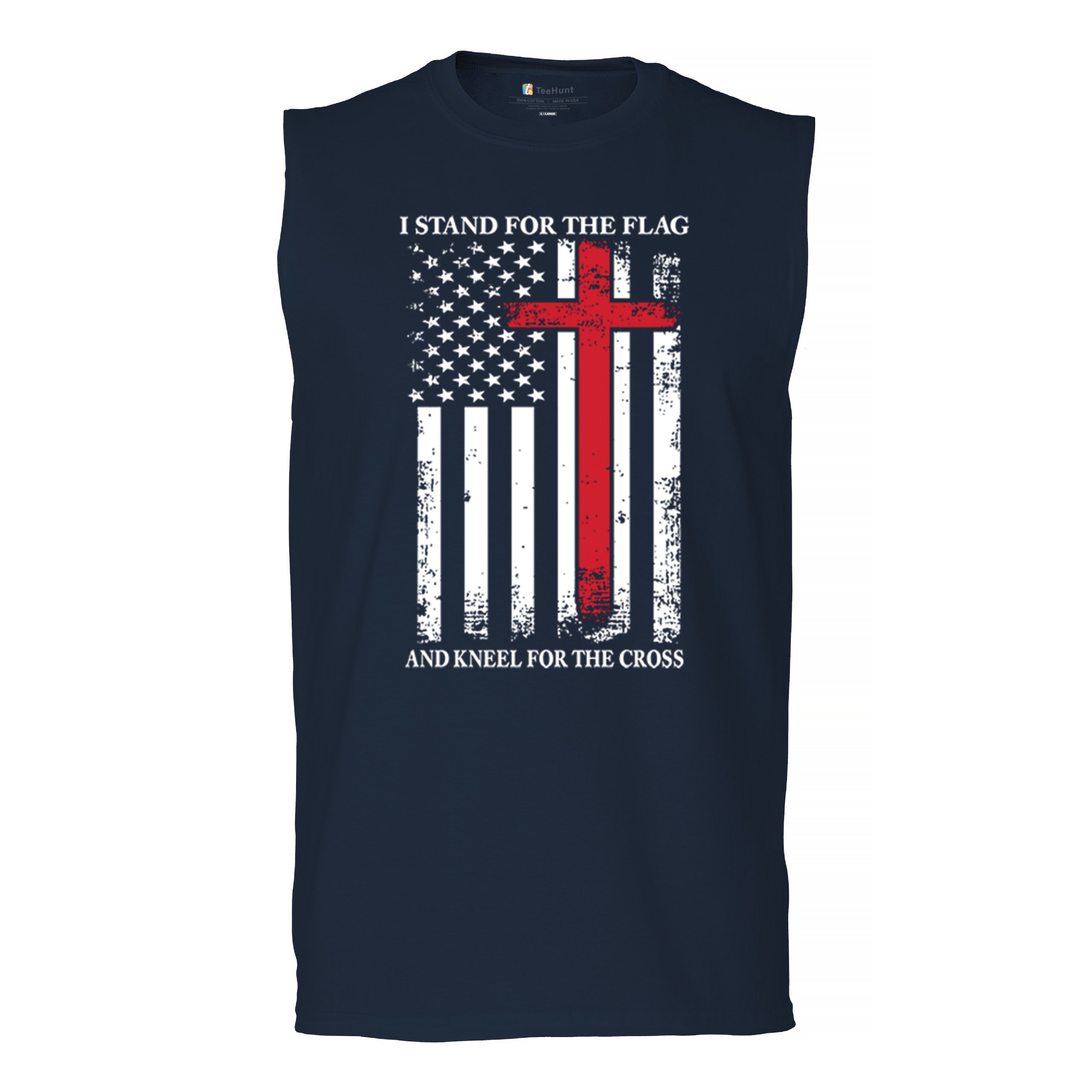 I Stand for the Flag and Kneel for the Cross Muscle Shirt Americana Men's - Picture 16 of 29