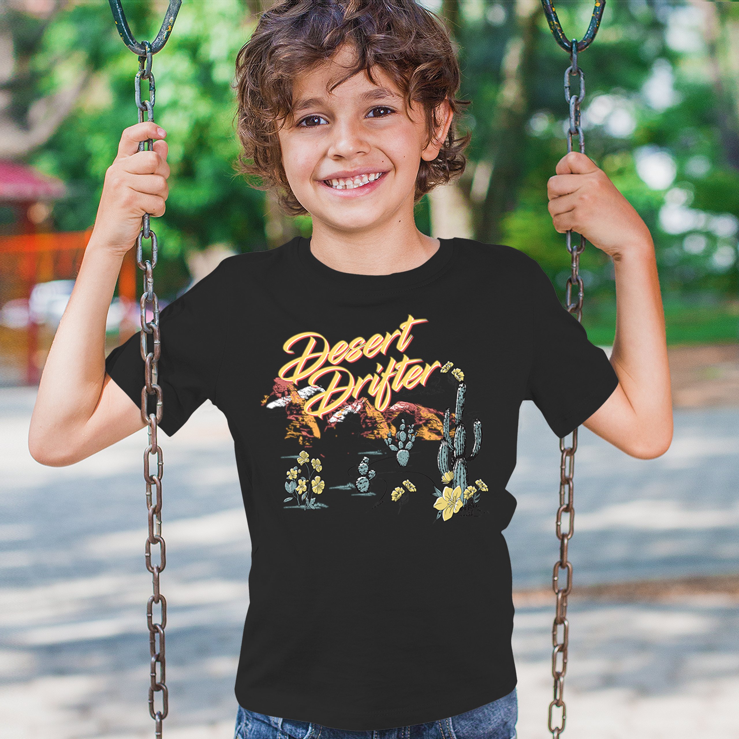 Desert Drifter Youth T-shirt Vintage Boho Desert Vibe Southwest Cactus Kids - Picture 12 of 50