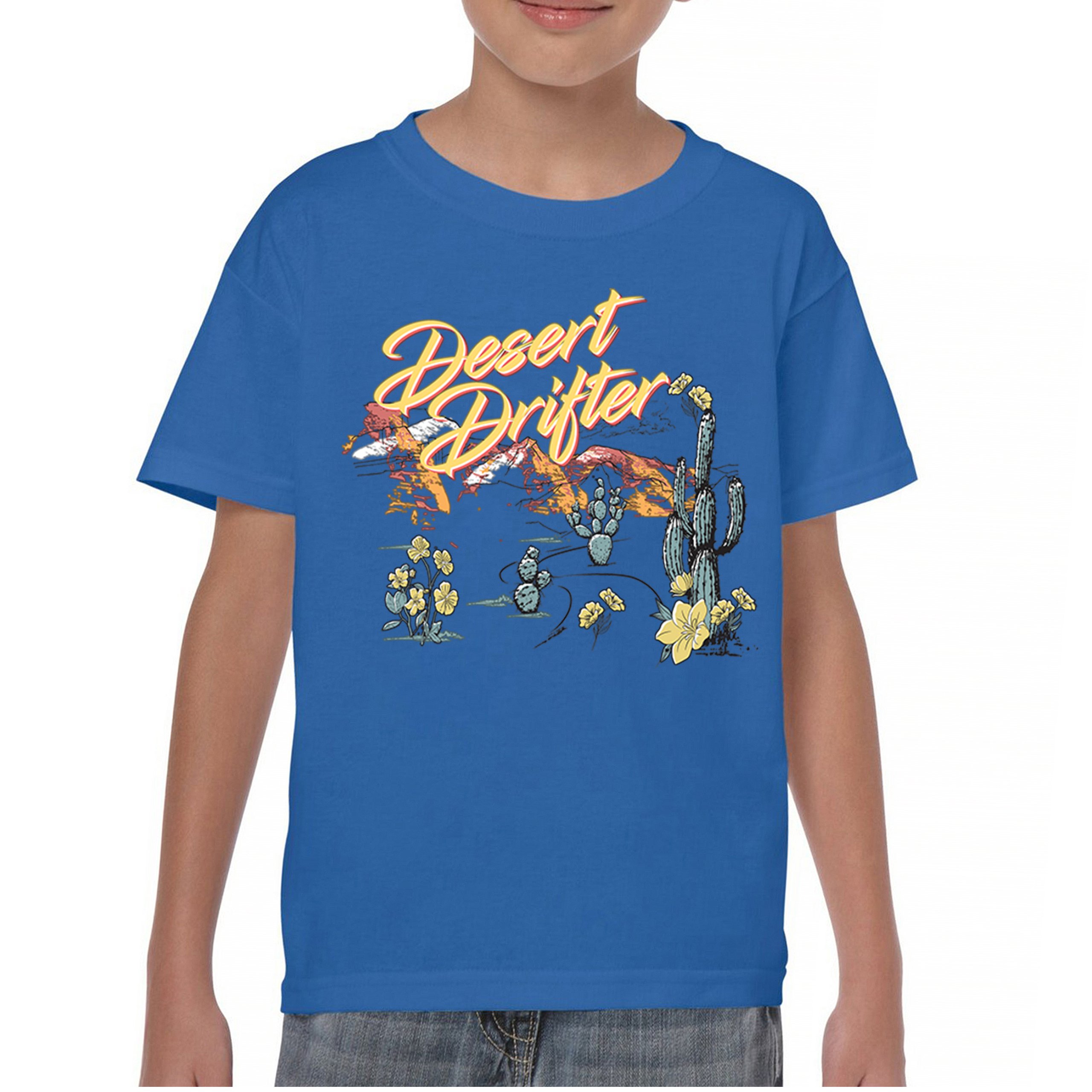 Desert Drifter Youth T-shirt Vintage Boho Desert Vibe Southwest Cactus Kids - Picture 37 of 50