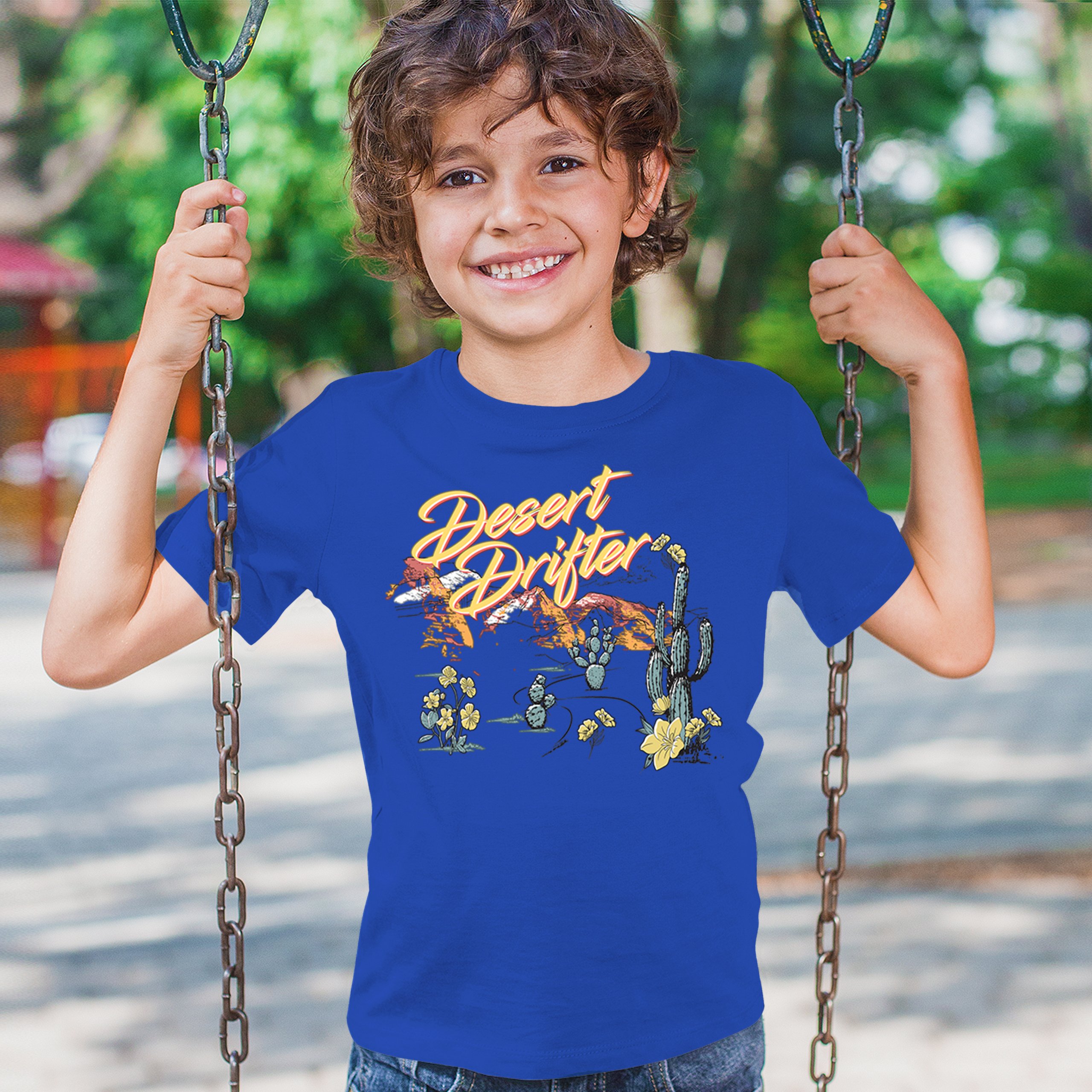 Desert Drifter Youth T-shirt Vintage Boho Desert Vibe Southwest Cactus Kids - Picture 40 of 50