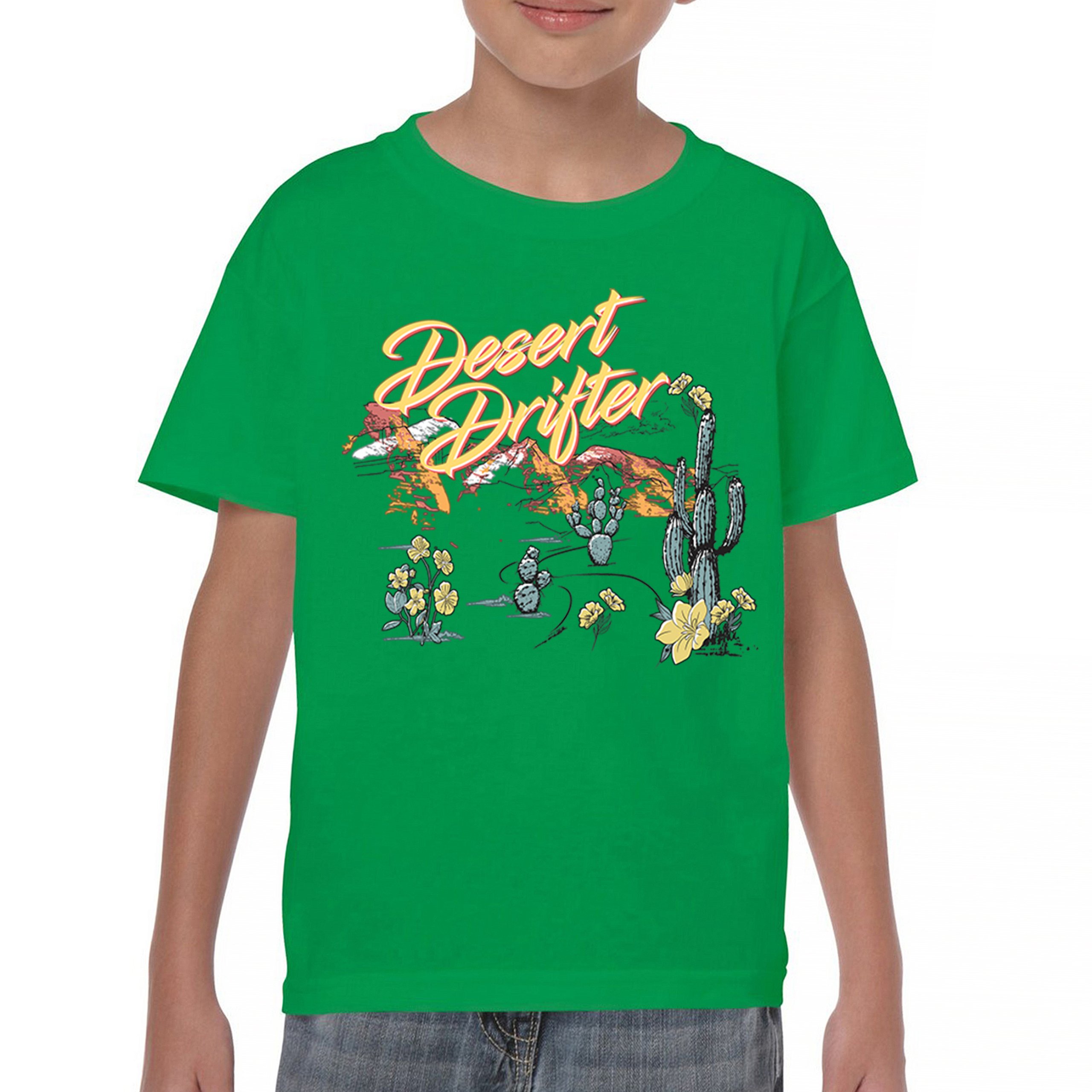 Desert Drifter Youth T-shirt Vintage Boho Desert Vibe Southwest Cactus Kids - Picture 30 of 50