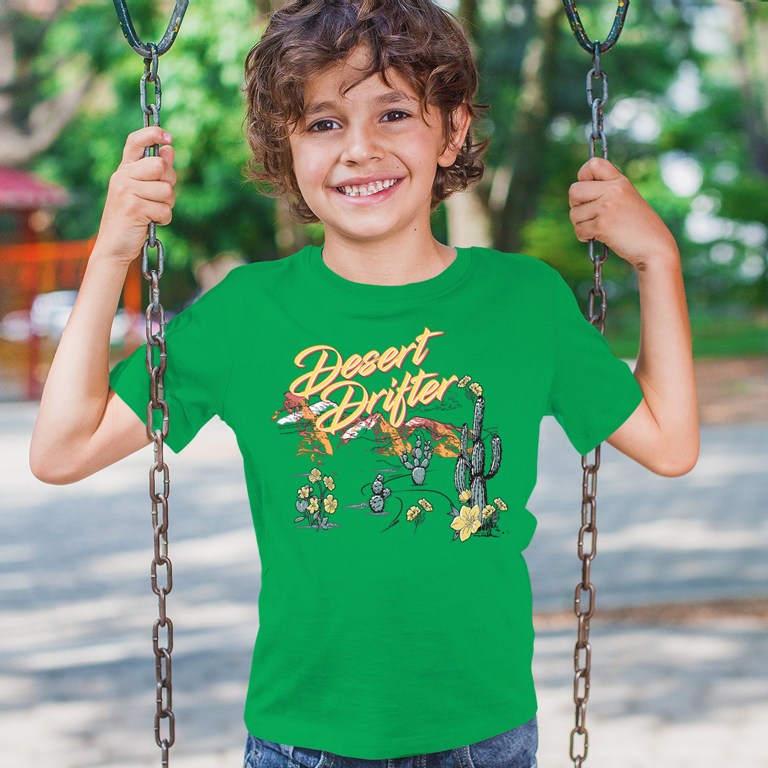 Desert Drifter Youth T-shirt Vintage Boho Desert Vibe Southwest Cactus Kids - Picture 33 of 50