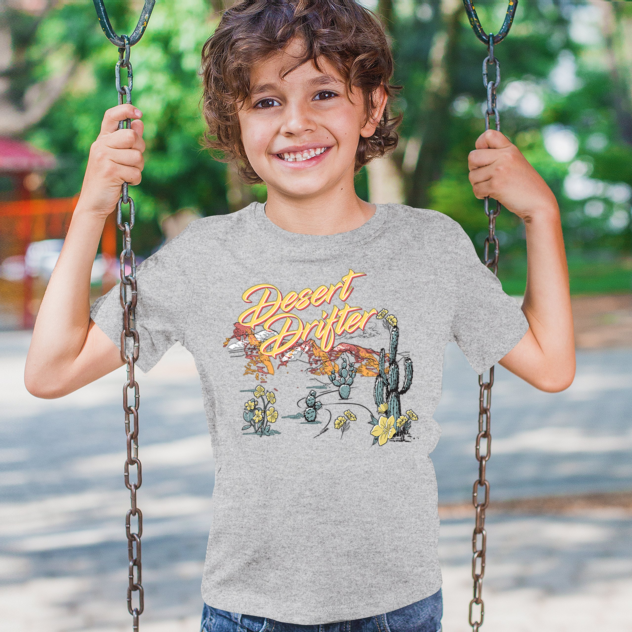 Desert Drifter Youth T-shirt Vintage Boho Desert Vibe Southwest Cactus Kids - Picture 19 of 50