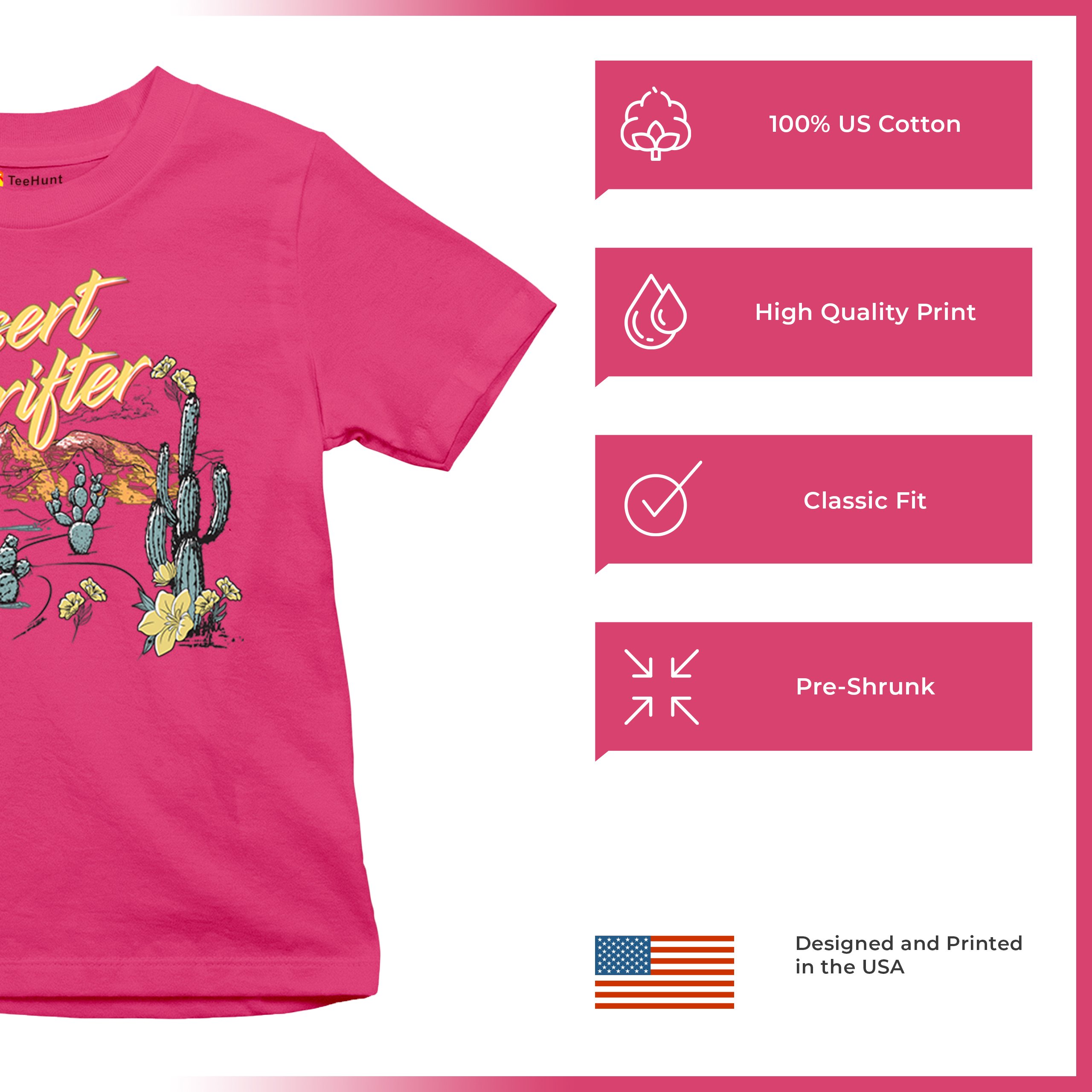 Desert Drifter Youth T-shirt Vintage Boho Desert Vibe Southwest Cactus Kids - Picture 49 of 50