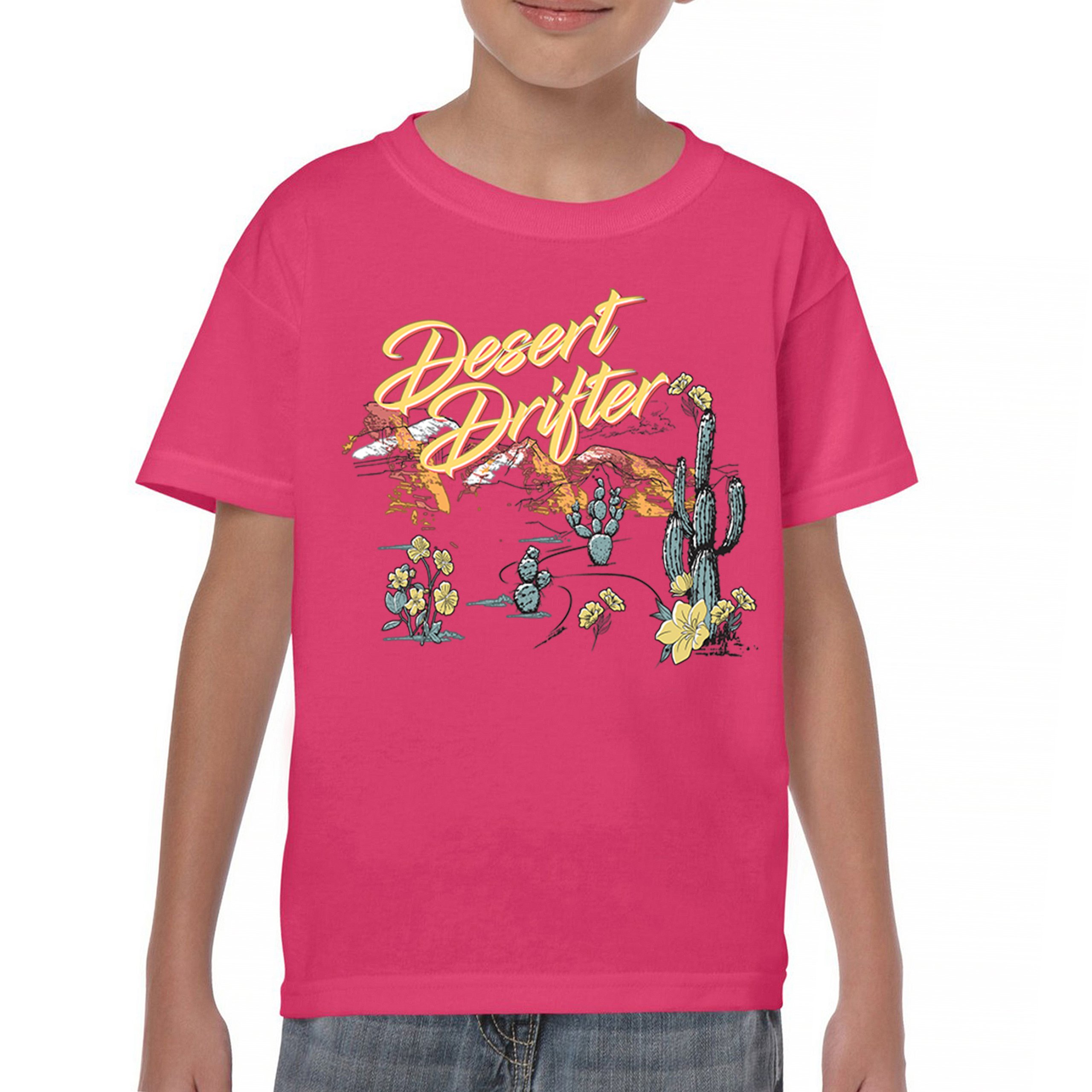 Desert Drifter Youth T-shirt Vintage Boho Desert Vibe Southwest Cactus Kids - Picture 44 of 50