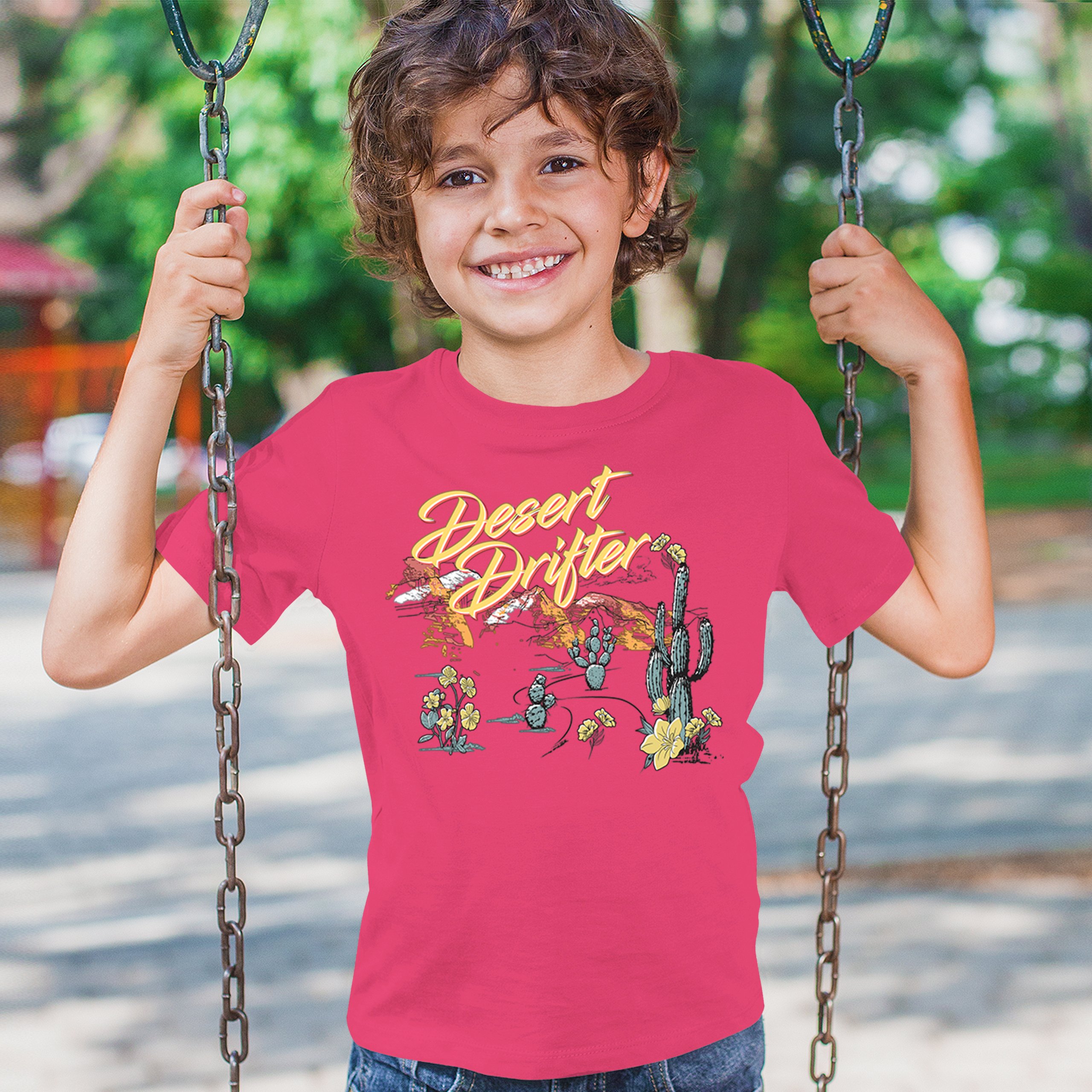 Desert Drifter Youth T-shirt Vintage Boho Desert Vibe Southwest Cactus Kids - Picture 47 of 50