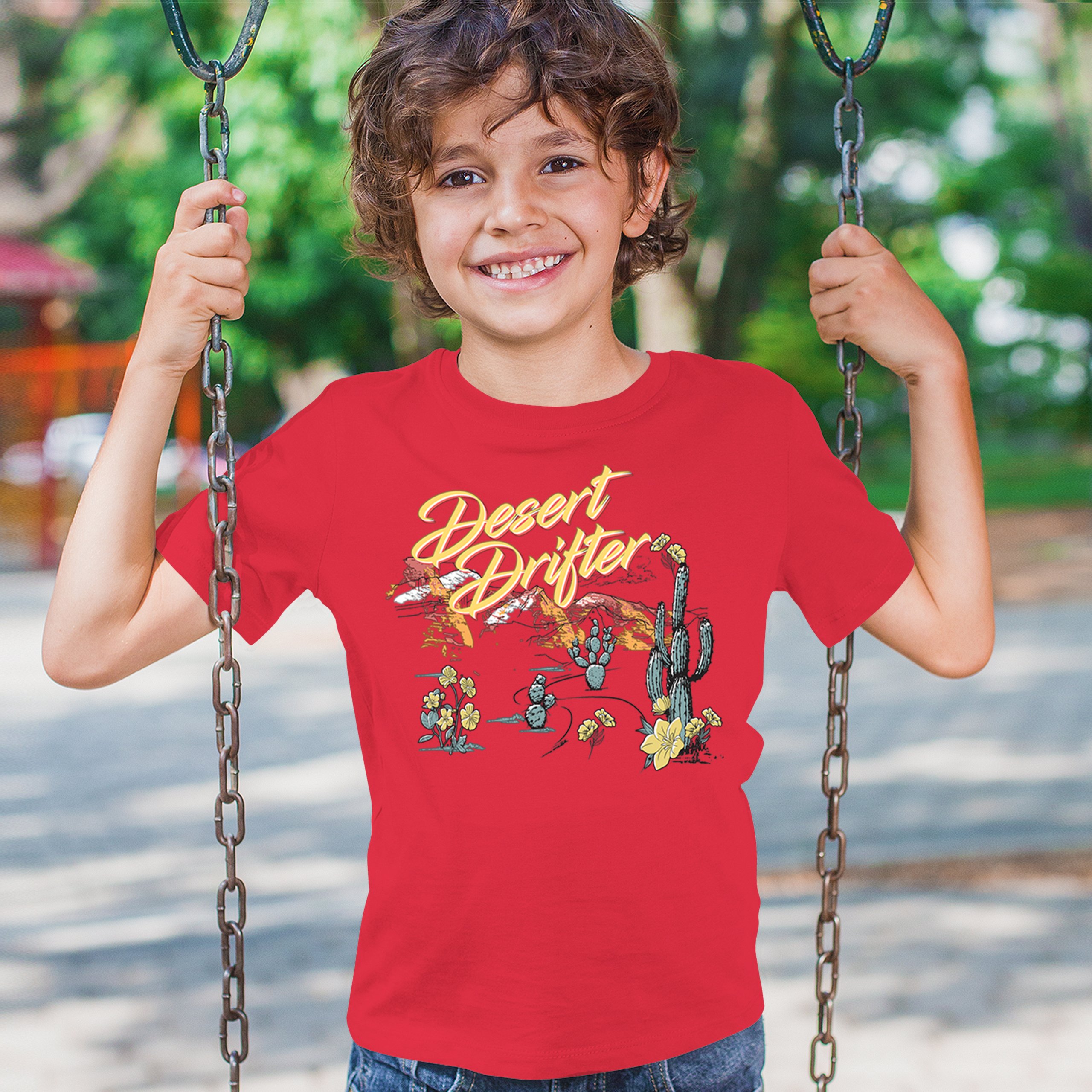 Desert Drifter Youth T-shirt Vintage Boho Desert Vibe Southwest Cactus Kids - Picture 26 of 50