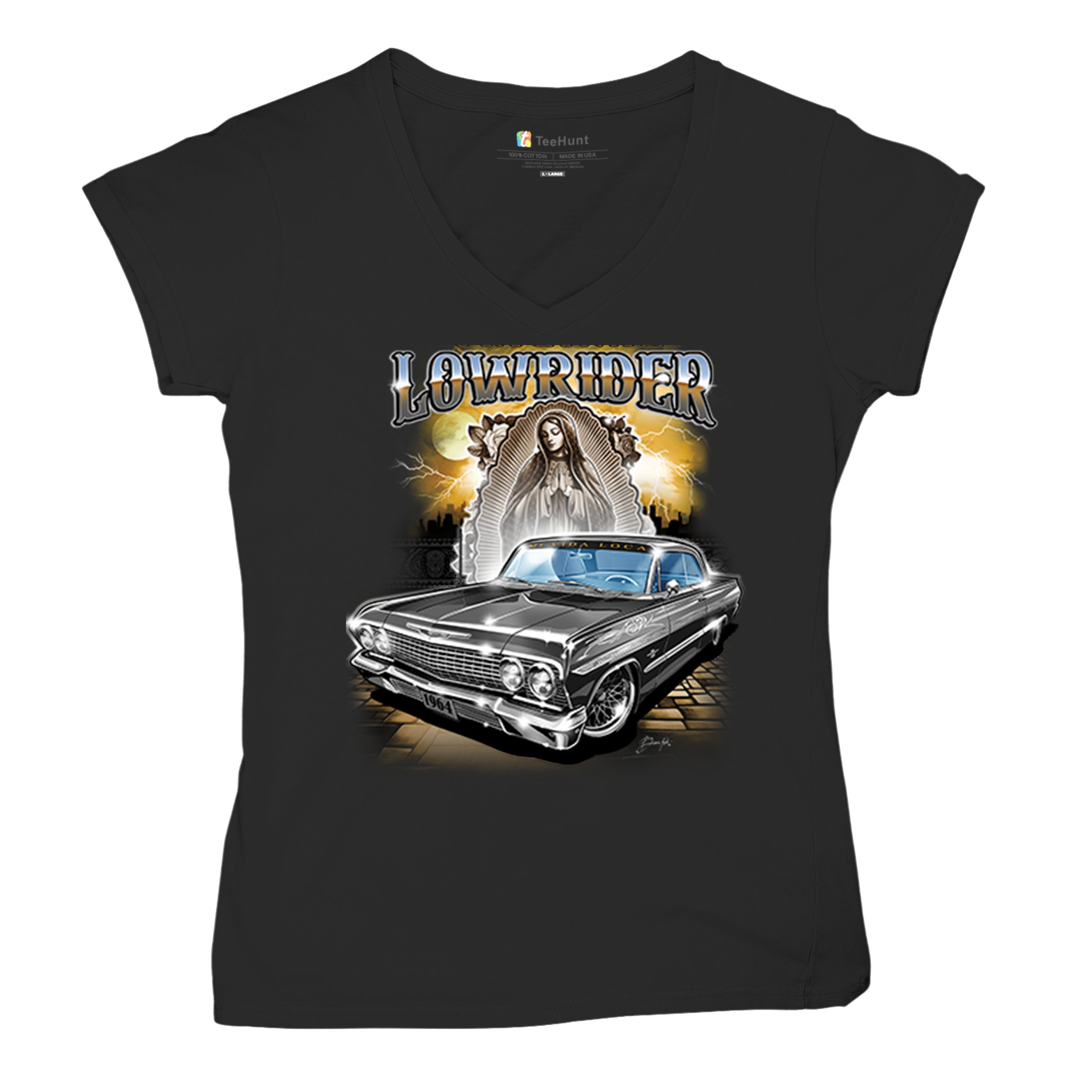 Original Lowrider Women's V-Neck T-shirt Mexican-American LA Cali Latino Tee