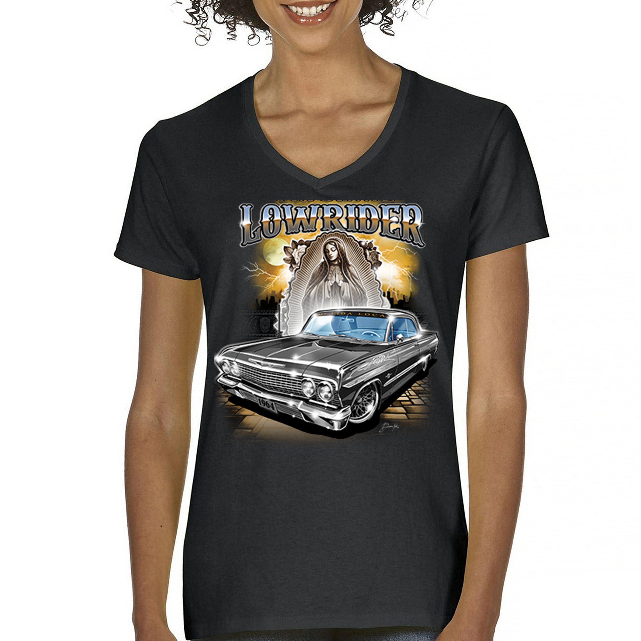 Original Lowrider Women's V-Neck T-shirt Mexican-American LA Cali Latino Tee