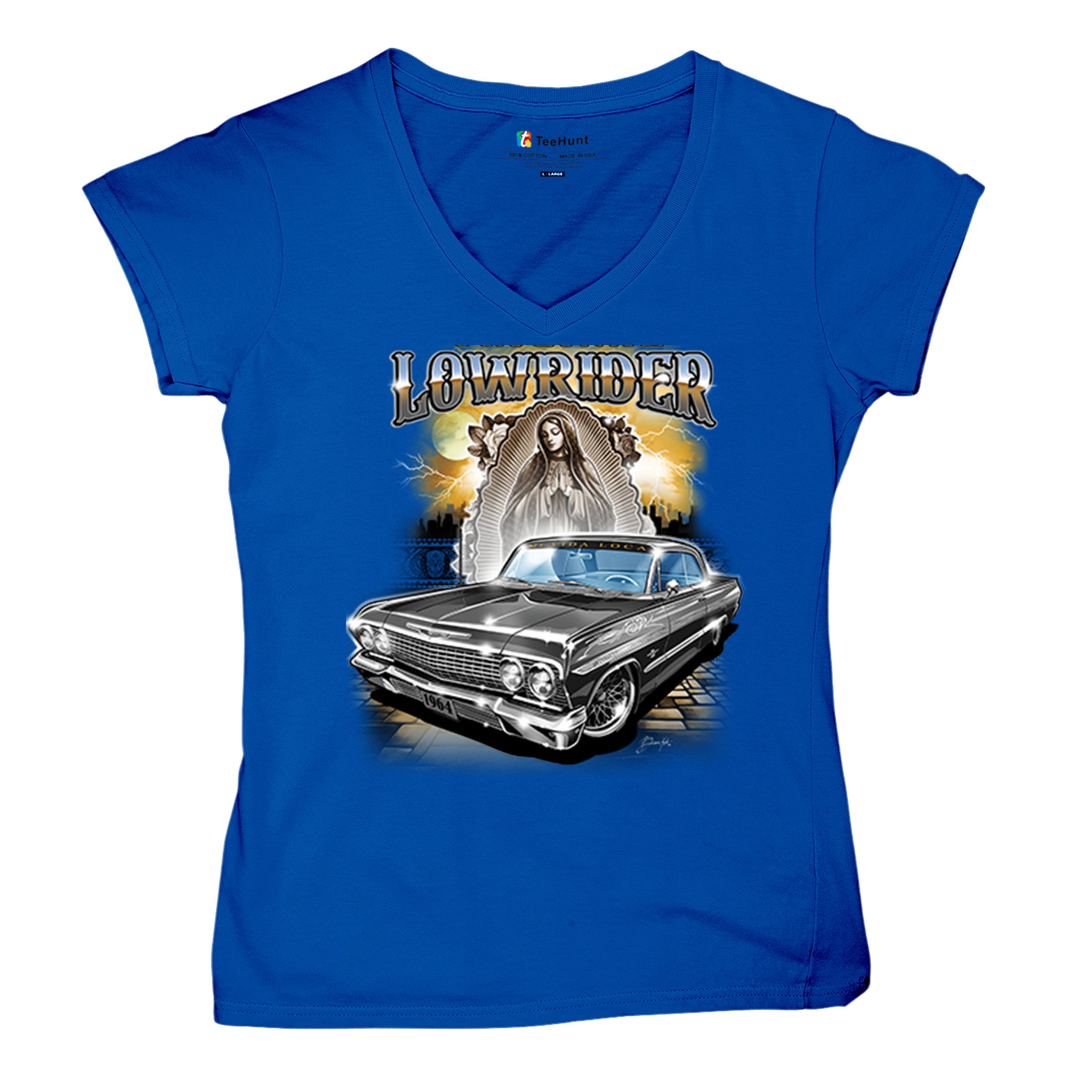 Original Lowrider Women's V-Neck T-shirt Mexican-American LA Cali Latino Tee