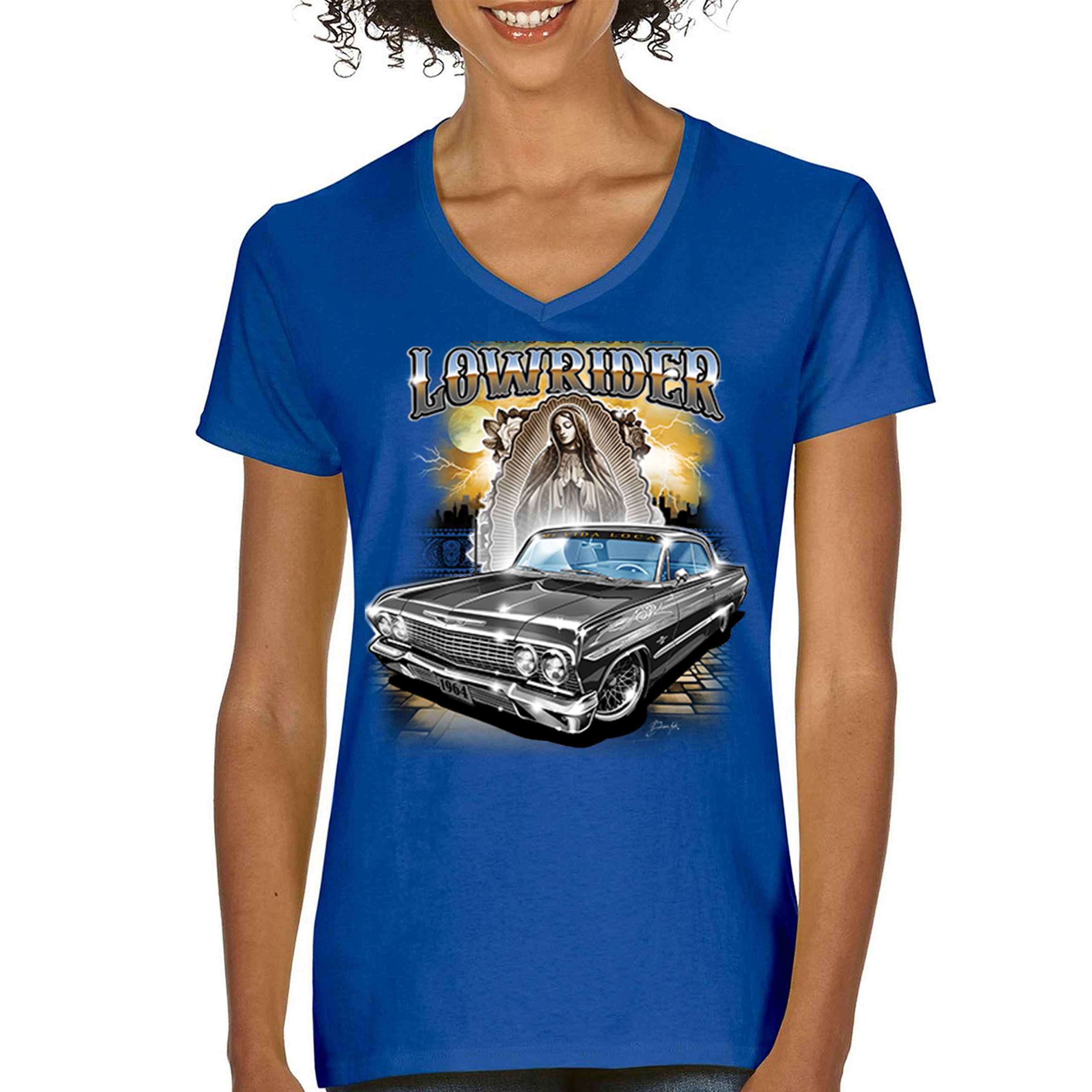 Original Lowrider Women's V-Neck T-shirt Mexican-American LA Cali Latino Tee