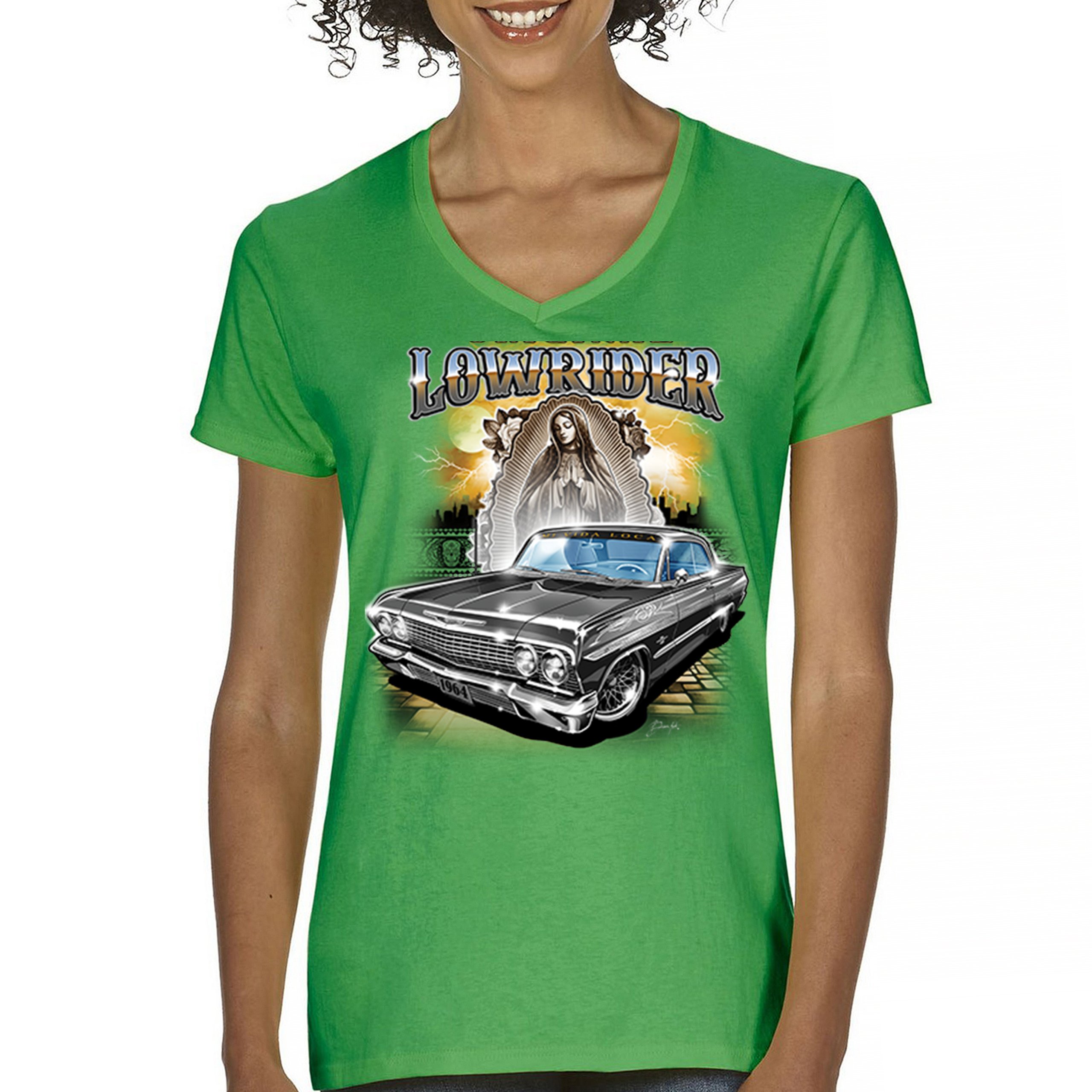 Original Lowrider Women's V-Neck T-shirt Mexican-American LA Cali Latino Tee