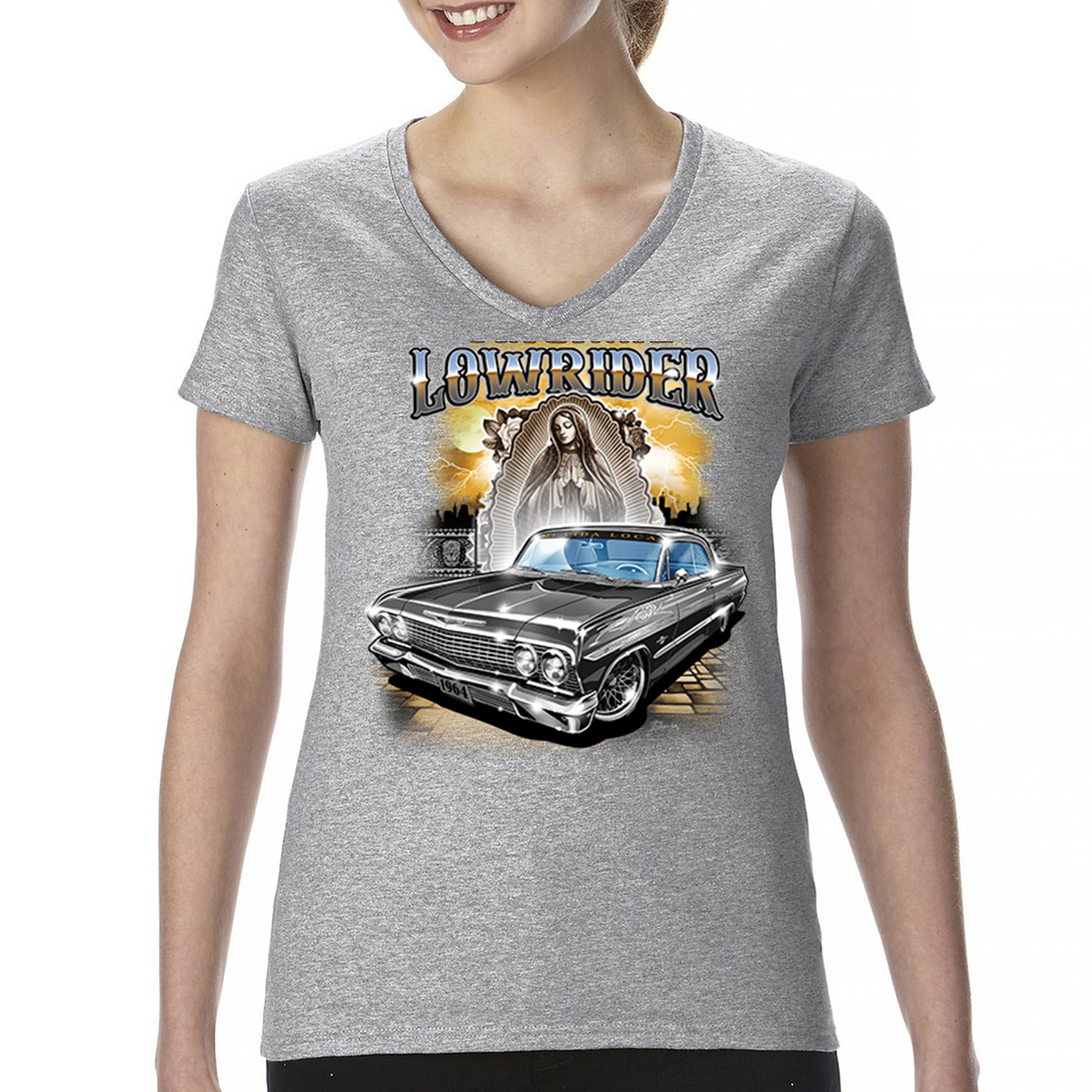 Original Lowrider Women's V-Neck T-shirt Mexican-American LA Cali Latino Tee