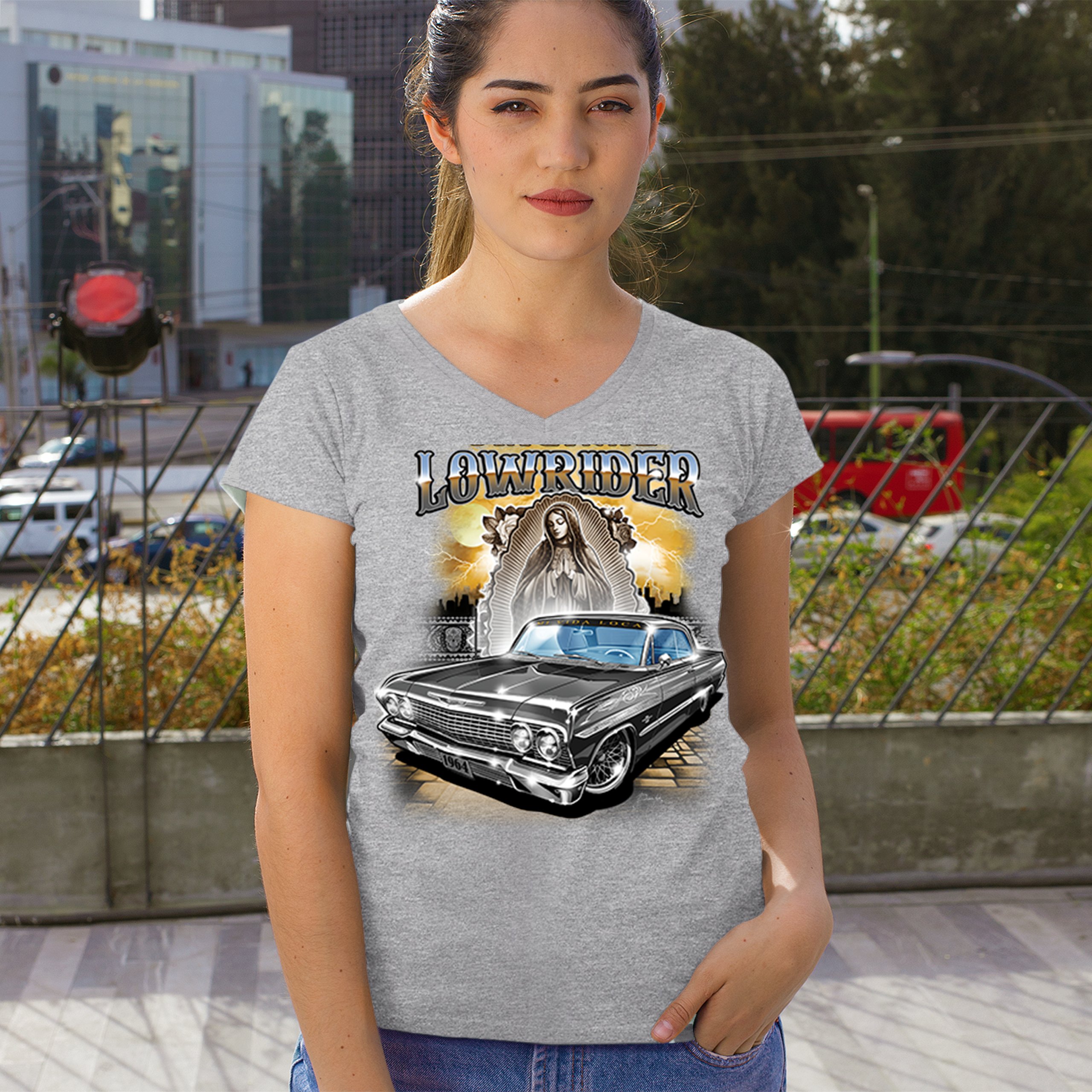 Original Lowrider Women's V-Neck T-shirt Mexican-American LA Cali Latino Tee