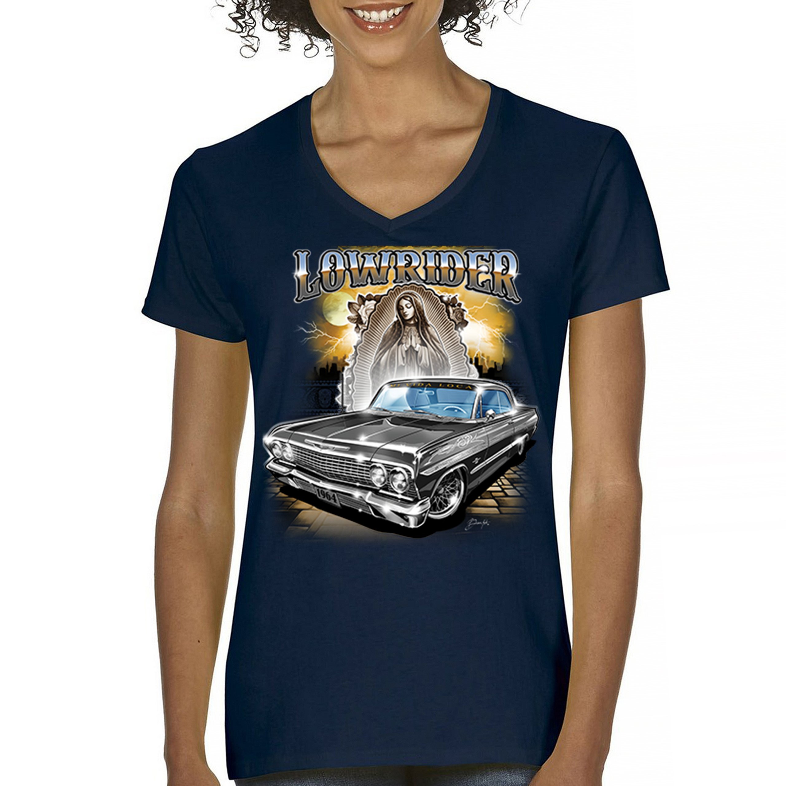 Original Lowrider Women's V-Neck T-shirt Mexican-American LA Cali Latino Tee