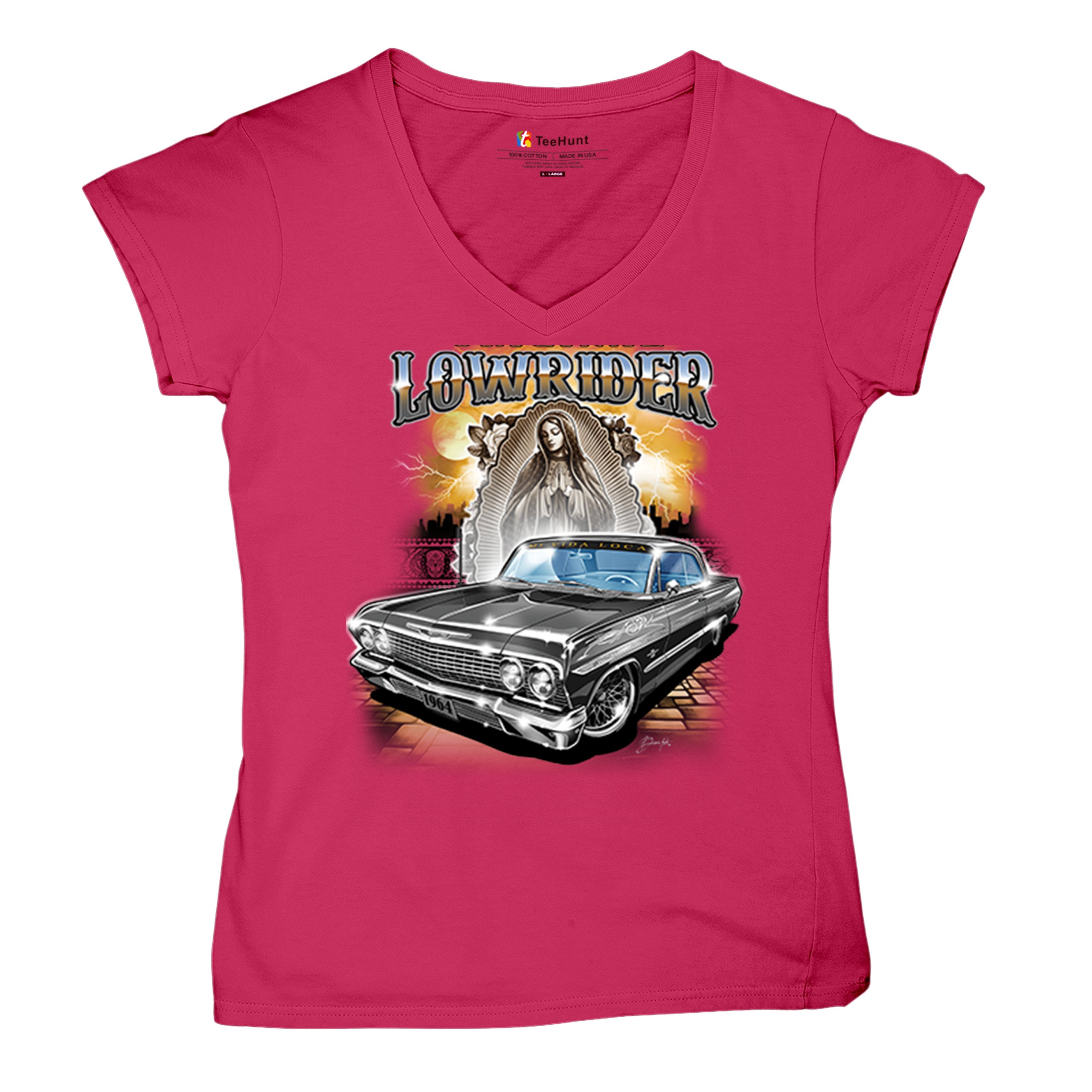 Original Lowrider Women's V-Neck T-shirt Mexican-American LA Cali Latino Tee