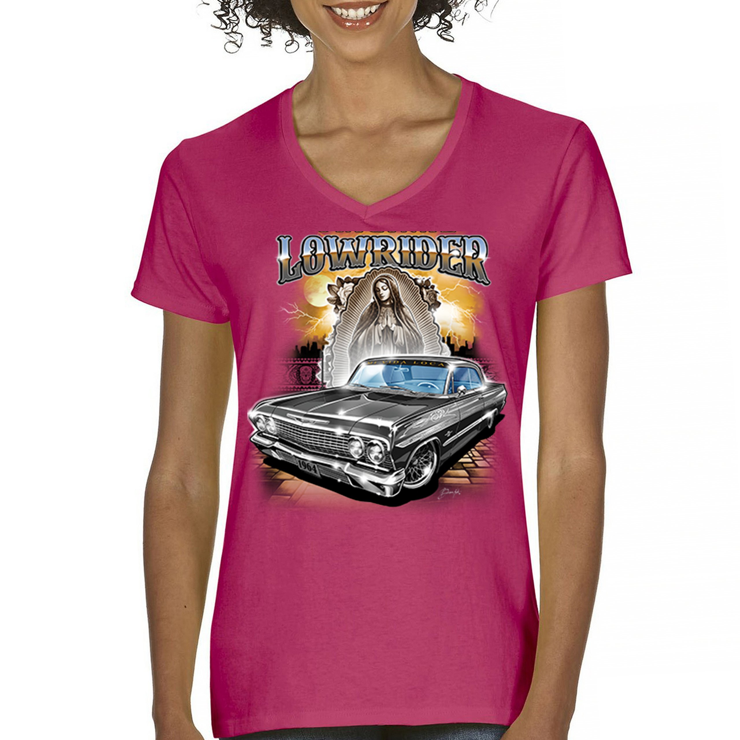 Original Lowrider Women's V-Neck T-shirt Mexican-American LA Cali Latino Tee