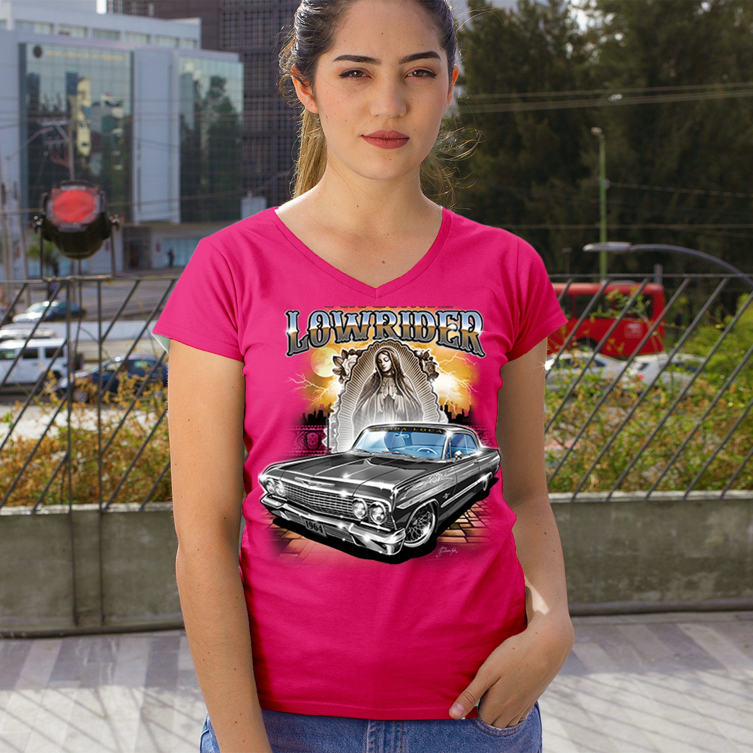 Original Lowrider Women's V-Neck T-shirt Mexican-American LA Cali Latino Tee