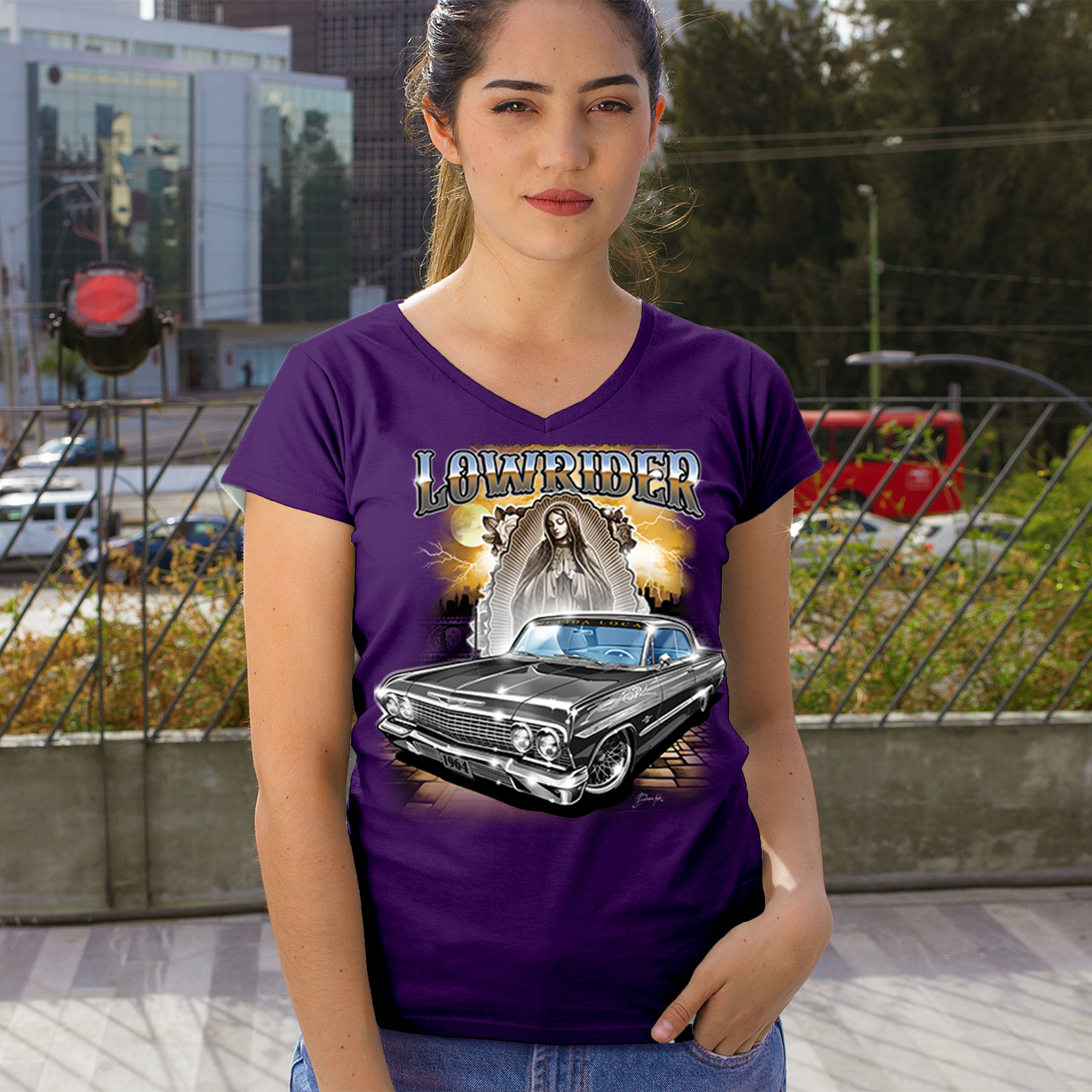 Original Lowrider Women's V-Neck T-shirt Mexican-American LA Cali Latino Tee