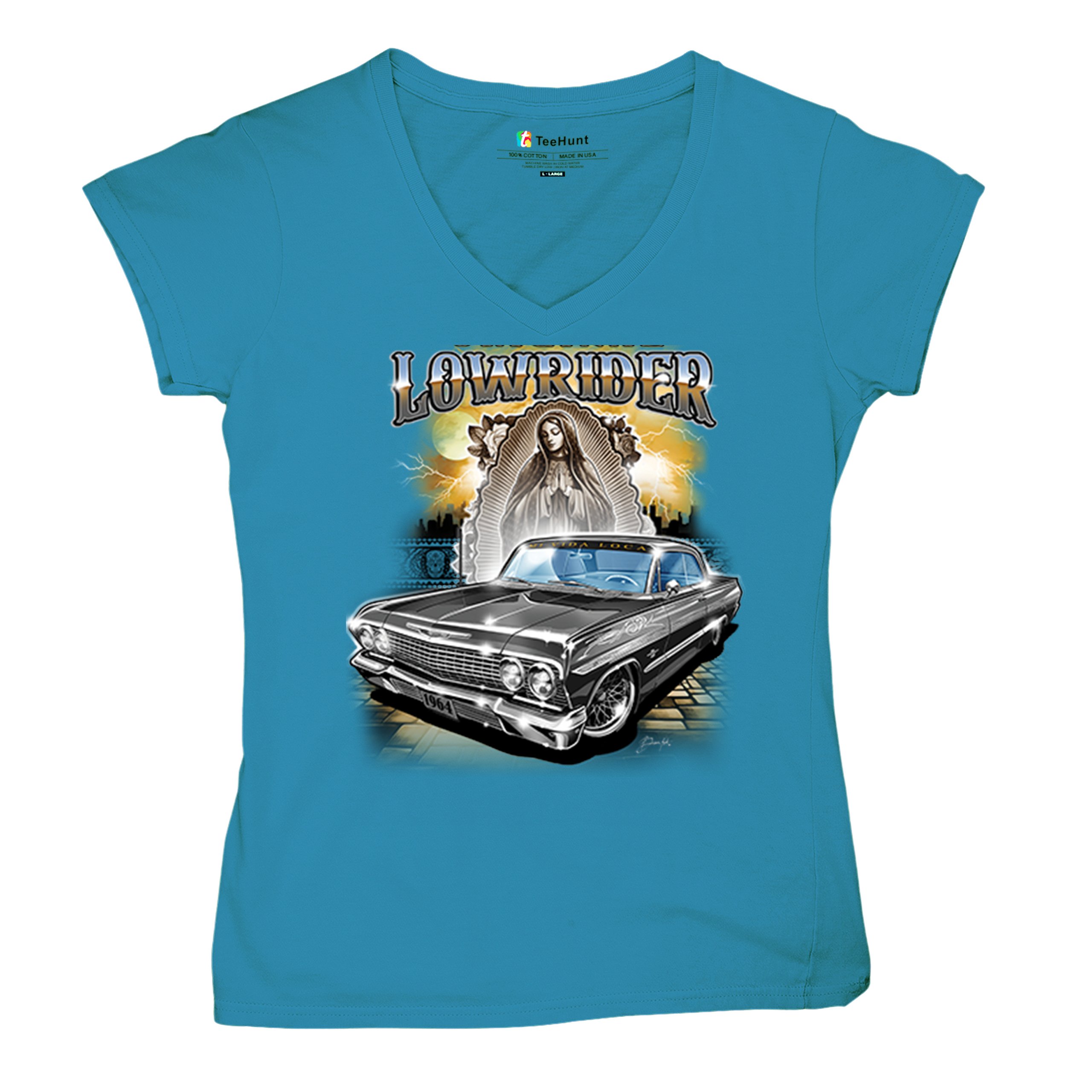 Original Lowrider Women's V-Neck T-shirt Mexican-American LA Cali Latino Tee