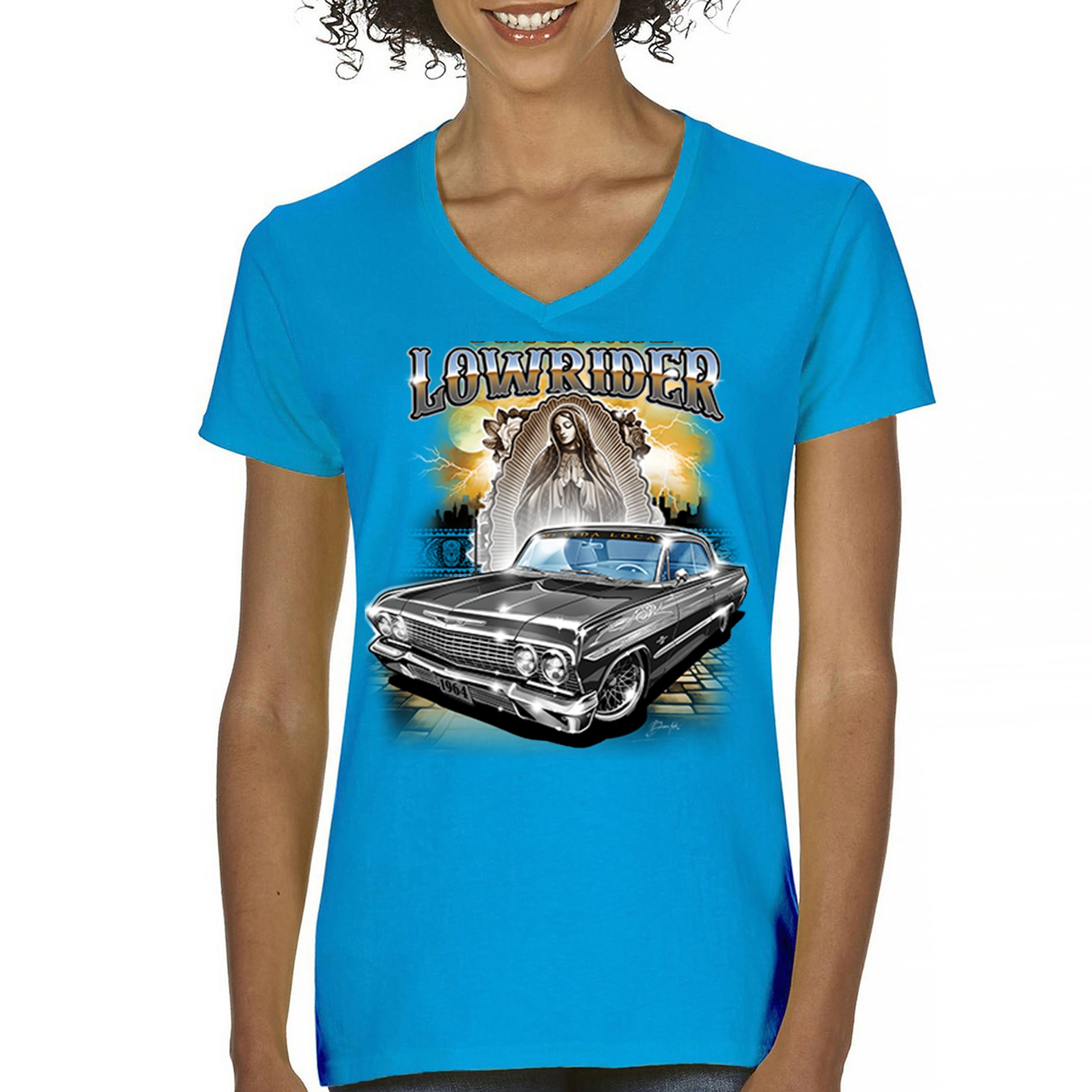 Original Lowrider Women's V-Neck T-shirt Mexican-American LA Cali Latino Tee