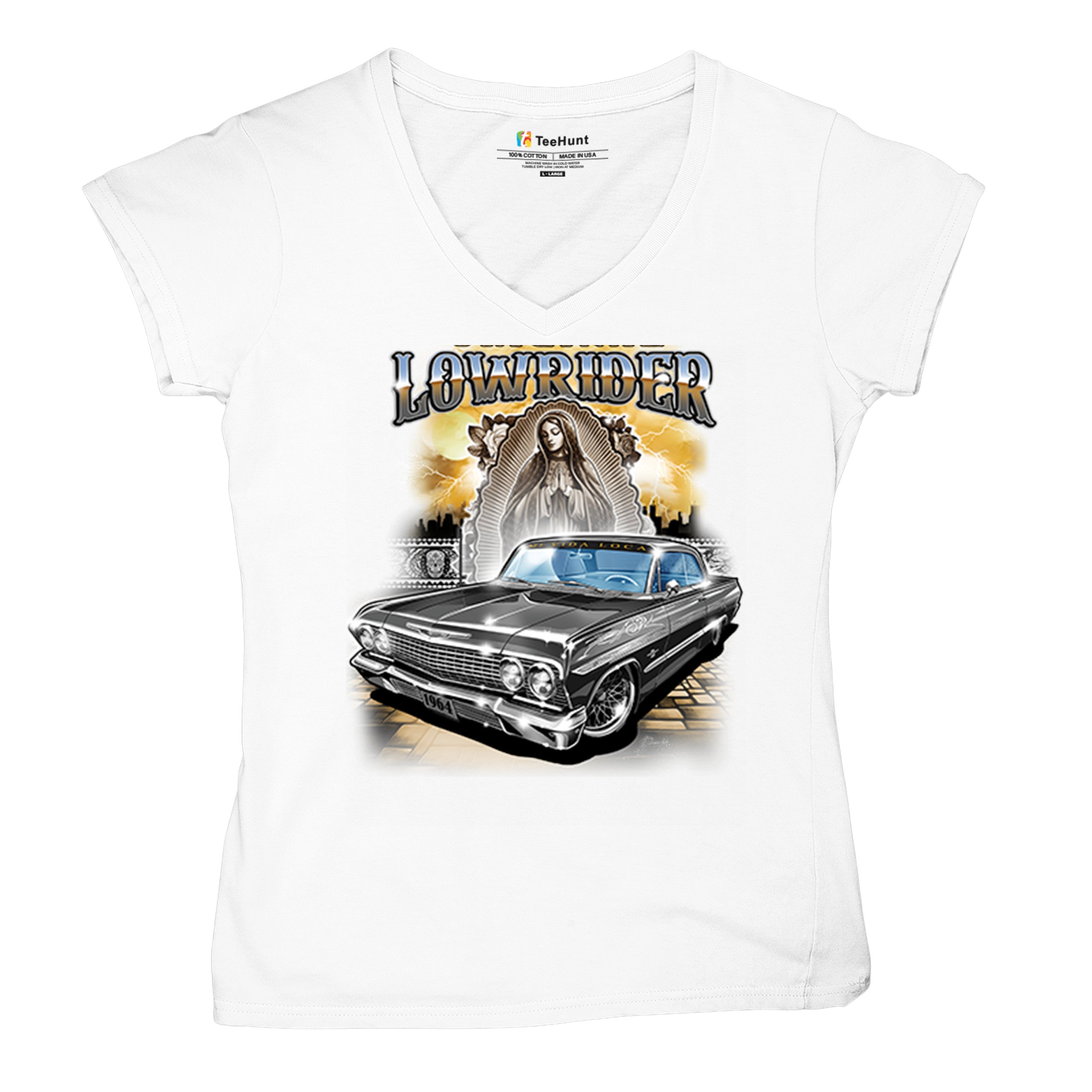 Original Lowrider Women's V-Neck T-shirt Mexican-American LA Cali Latino Tee