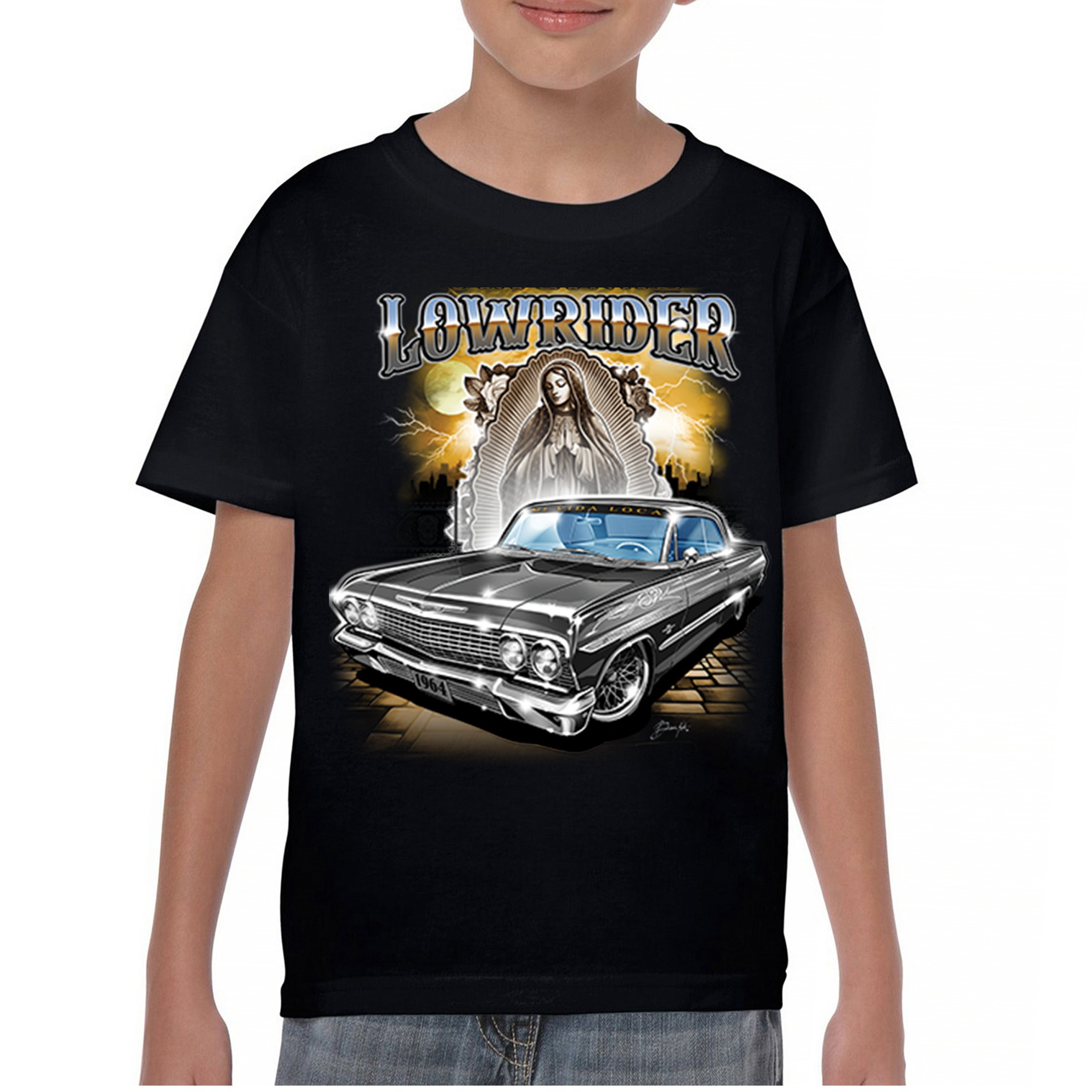 Original Lowrider Youth T-shirt Mexican-American LA Classic Cali Latino Kids - Picture 2 of 50