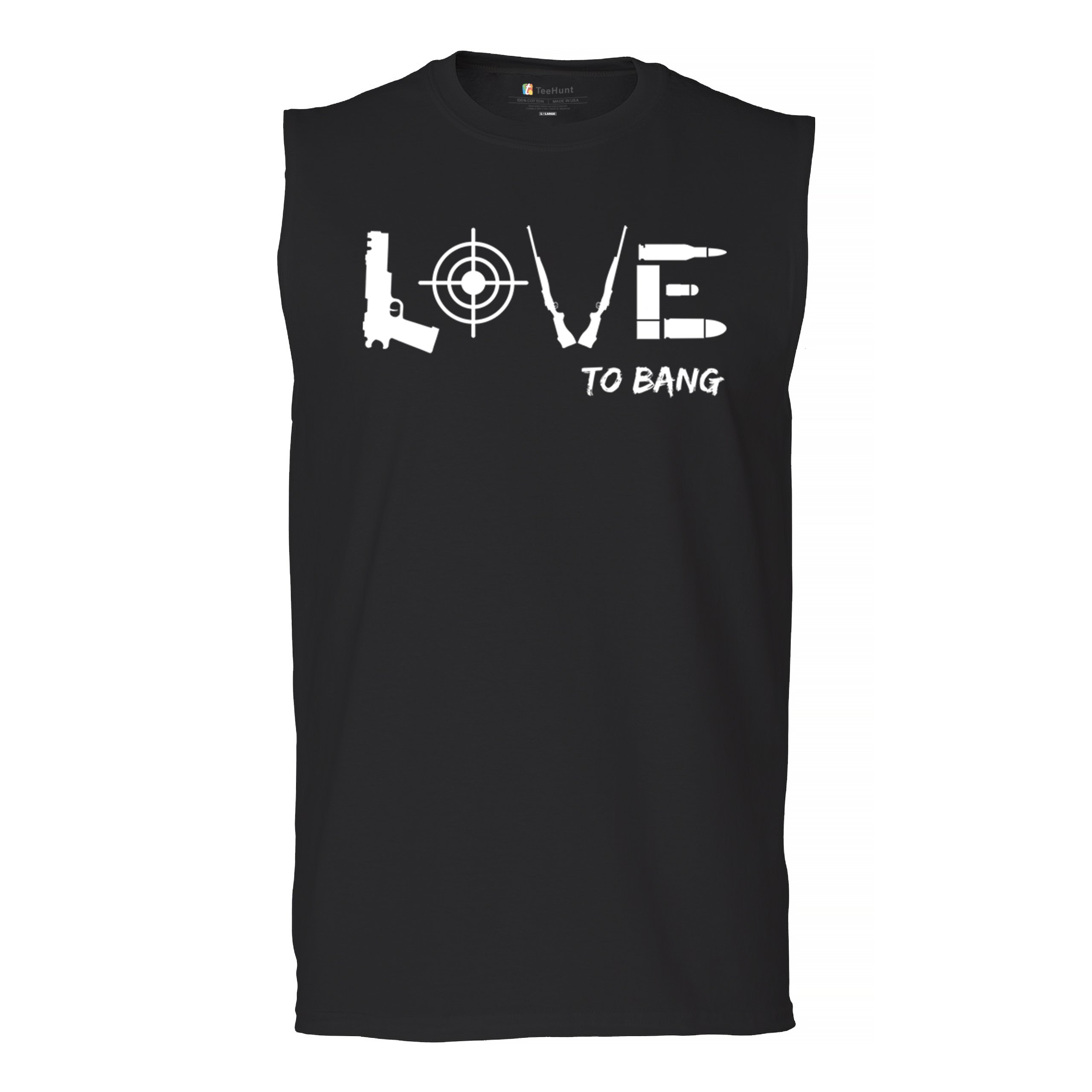 Love to Bang Muscle Shirt 2nd Amendment 2A Gun Right Don't Tread on Me Men's - Picture 2 of 29