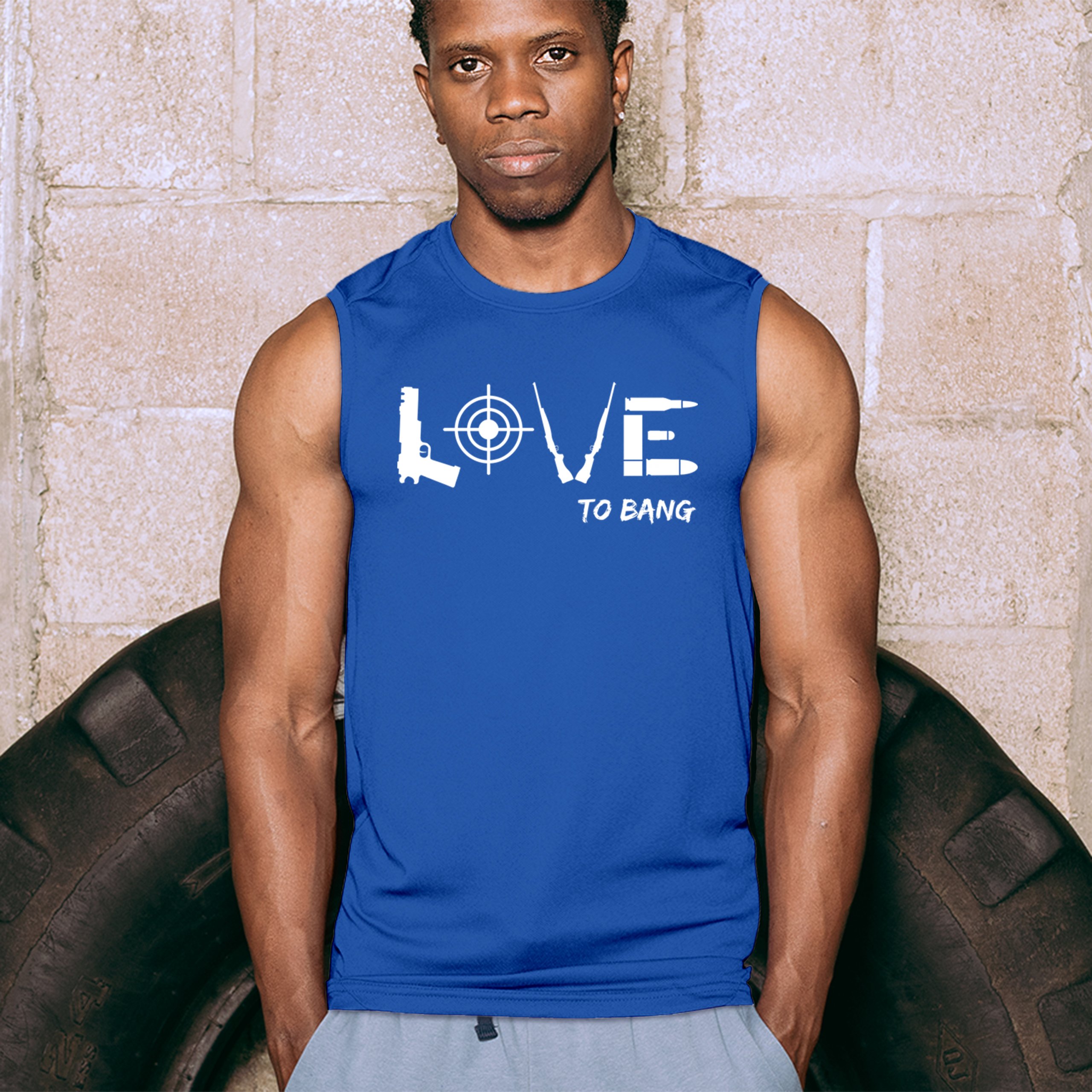 Love to Bang Muscle Shirt 2nd Amendment 2A Gun Right Don't Tread on Me Men's - Picture 26 of 29
