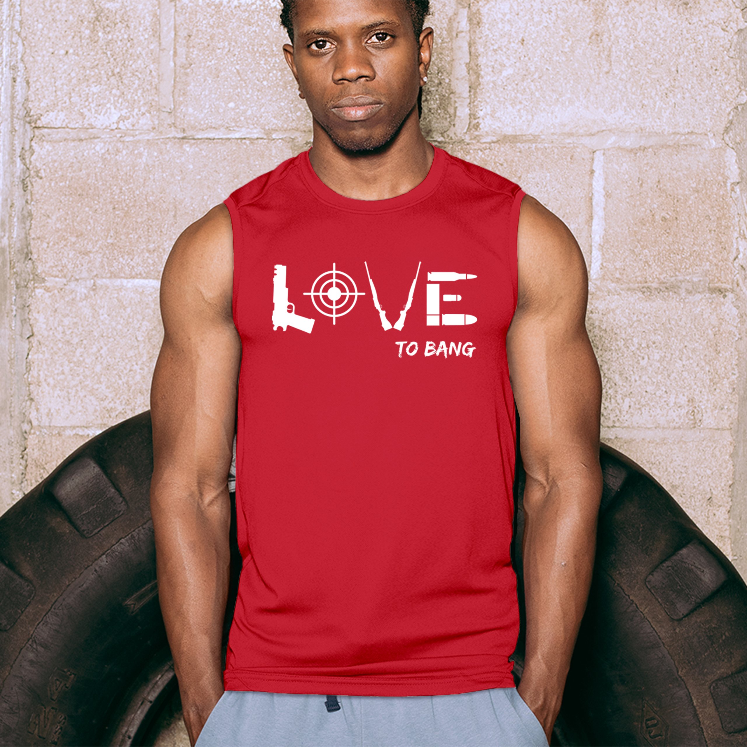 Love to Bang Muscle Shirt 2nd Amendment 2A Gun Right Don't Tread on Me Men's - Picture 12 of 29