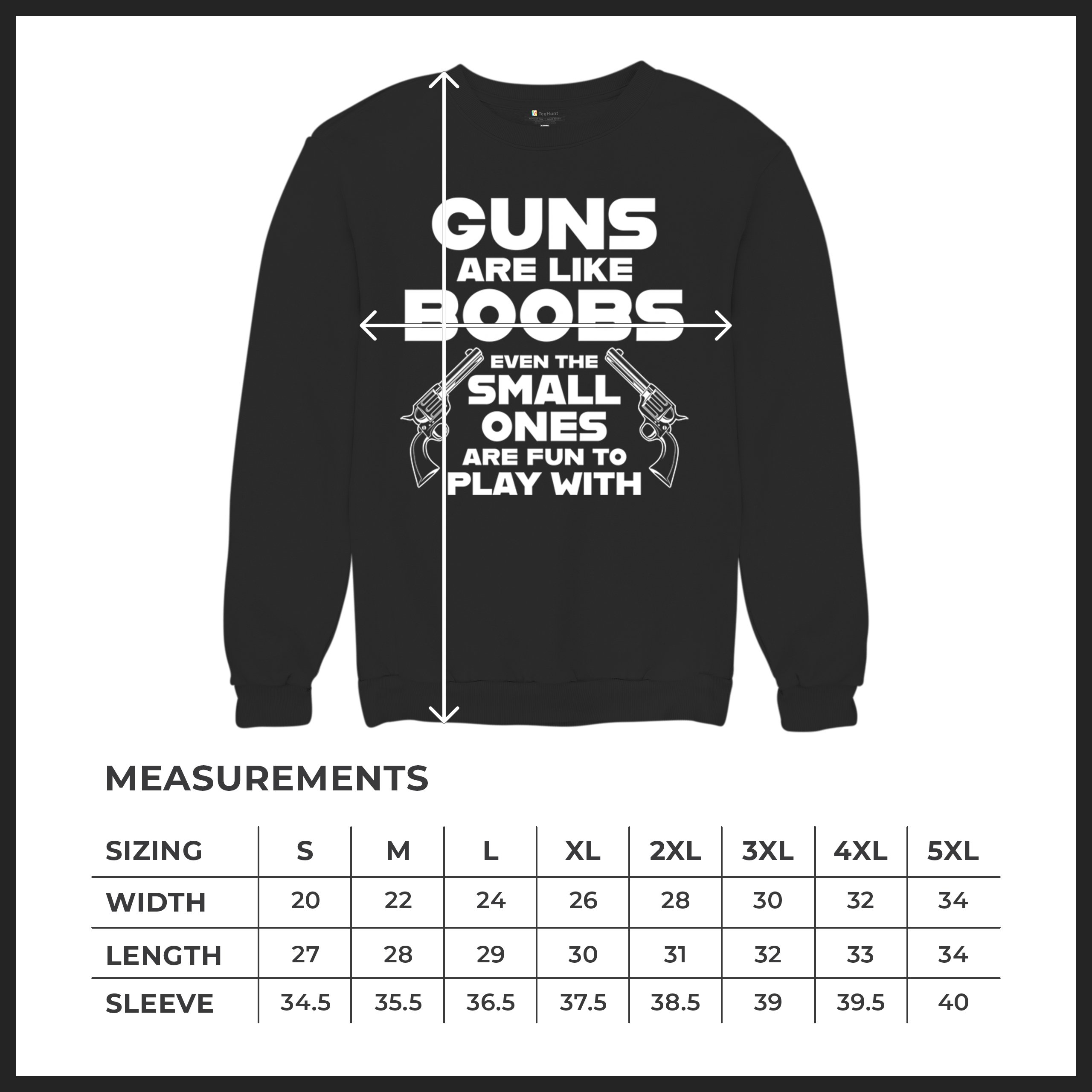 Guns Are Like Boobs Sweatshirt Funny 2nd Amendment 2A Dont Tread on Me Crewneck - Picture 8 of 36