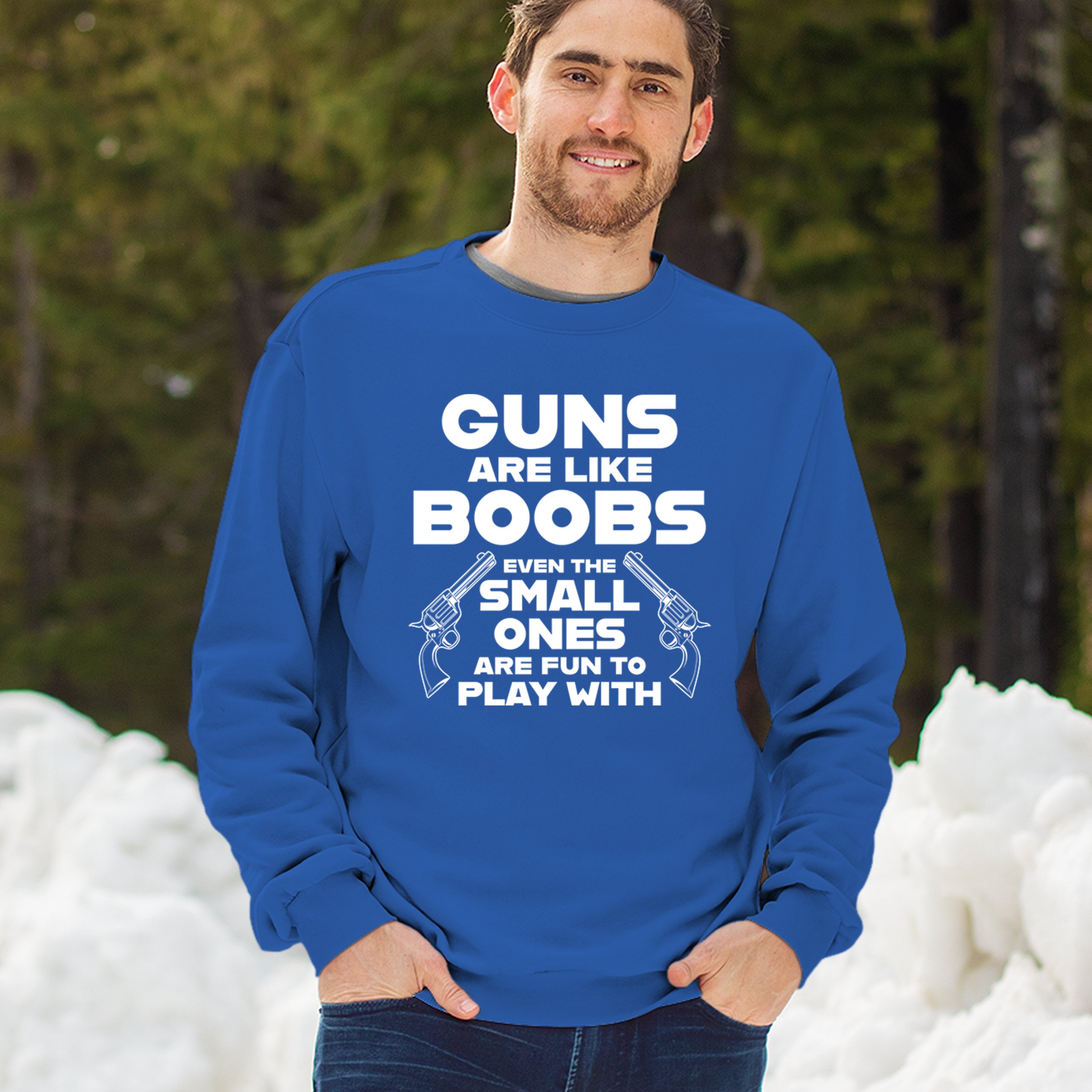 Guns Are Like Boobs Sweatshirt Funny 2nd Amendment 2A Dont Tread on Me Crewneck - Picture 33 of 36