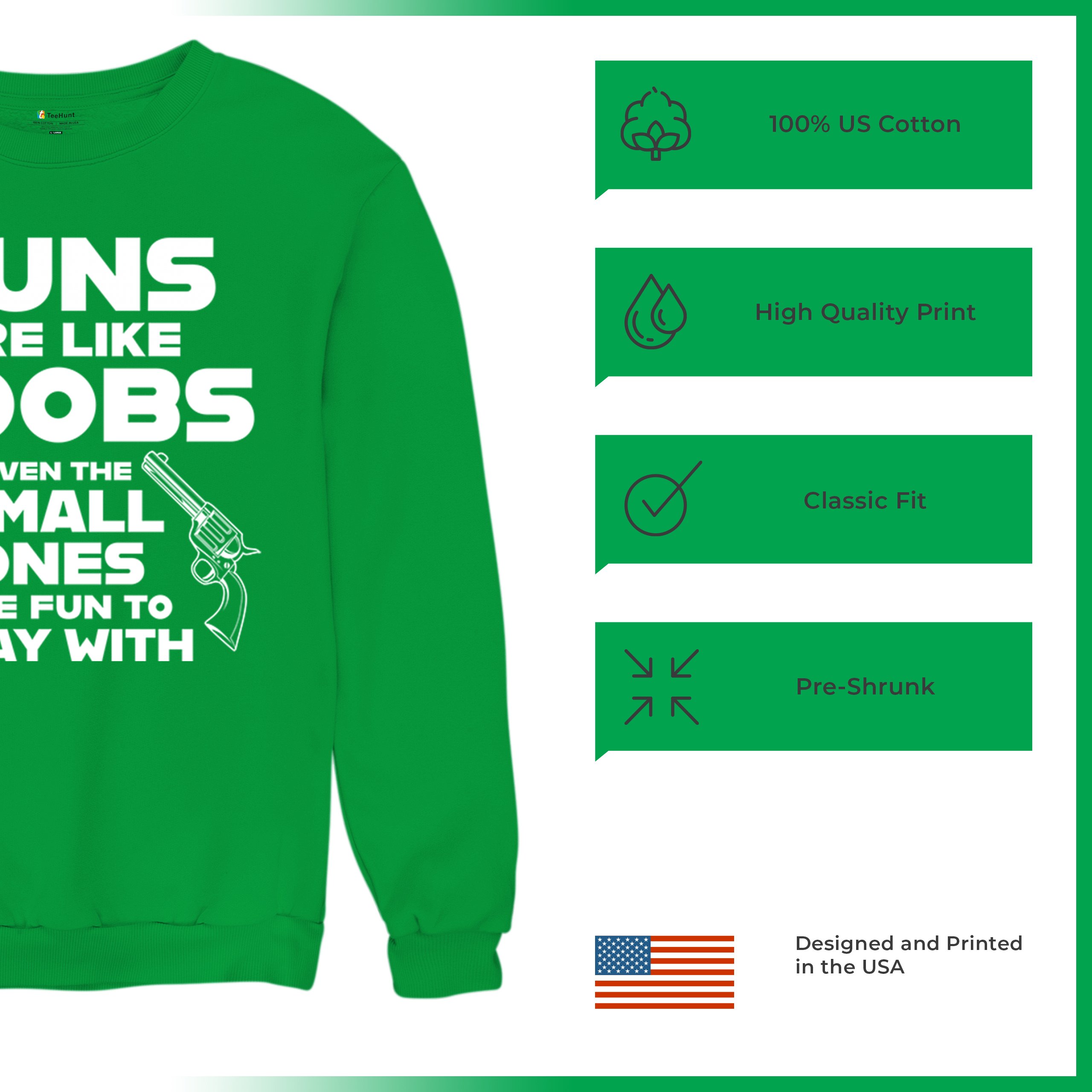 Guns Are Like Boobs Sweatshirt Funny 2nd Amendment 2A Dont Tread on Me Crewneck - Picture 28 of 36
