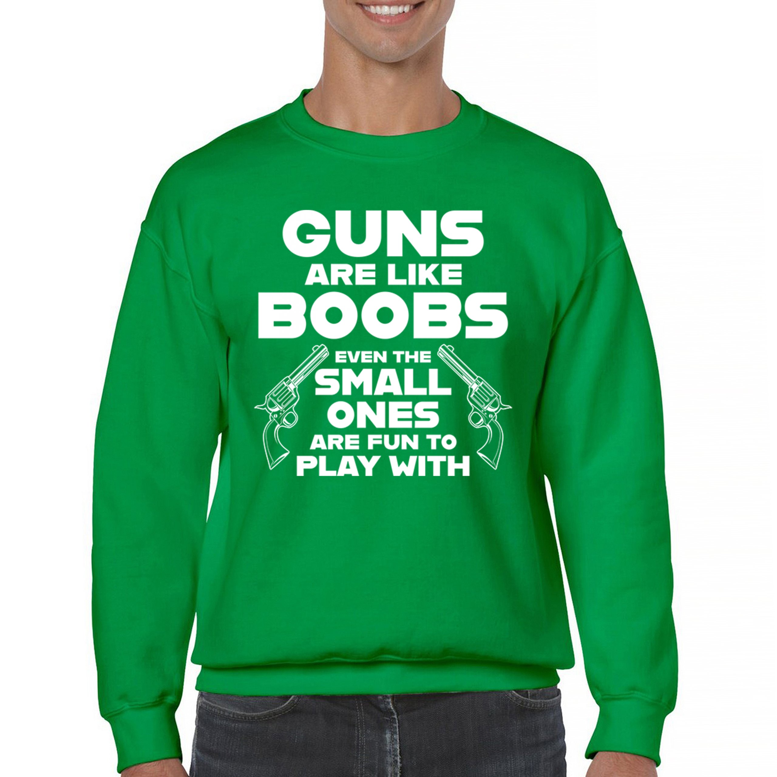 Guns Are Like Boobs Sweatshirt Funny 2nd Amendment 2A Dont Tread on Me Crewneck - Picture 23 of 36