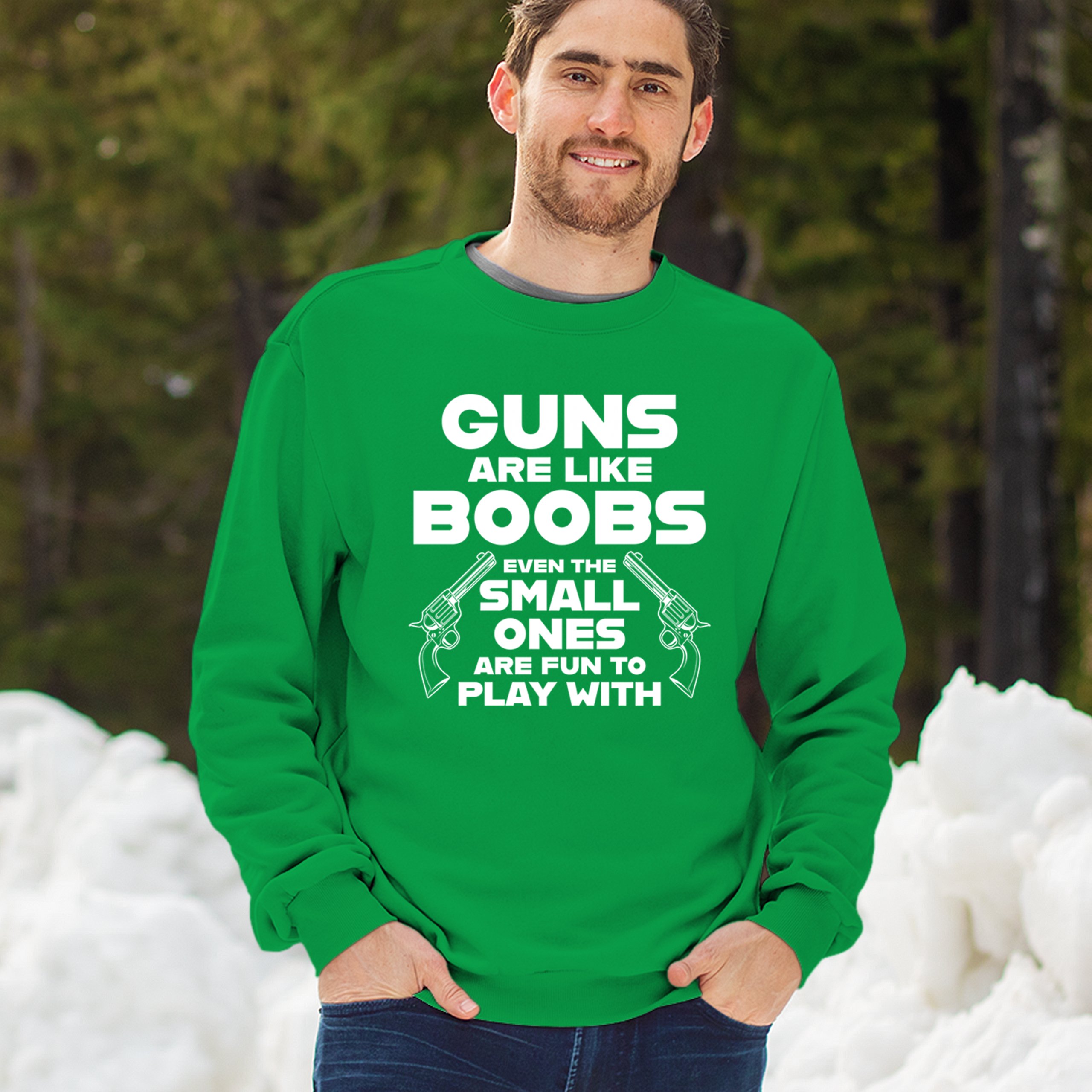Guns Are Like Boobs Sweatshirt Funny 2nd Amendment 2A Dont Tread on Me Crewneck - Picture 26 of 36
